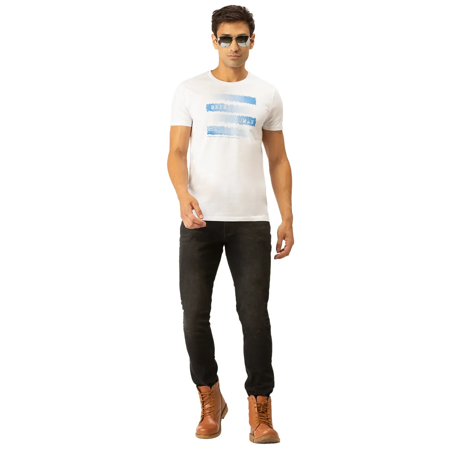White Regular Fit Men's Short Sleeves T-Shirt by Being Human Clothing - Image 5