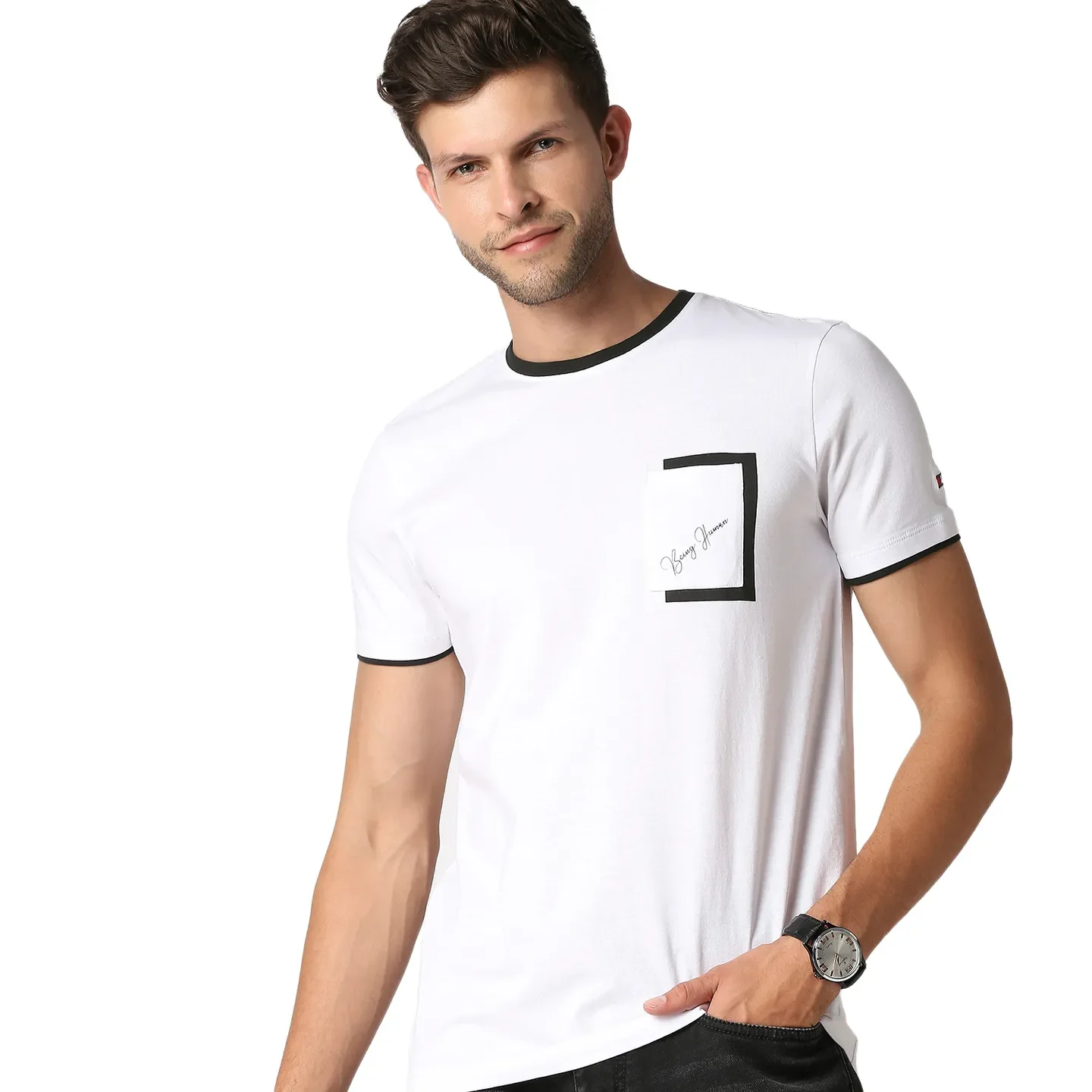 White Regular Fit Men's Short Sleeves T-Shirt by Being Human Clothing