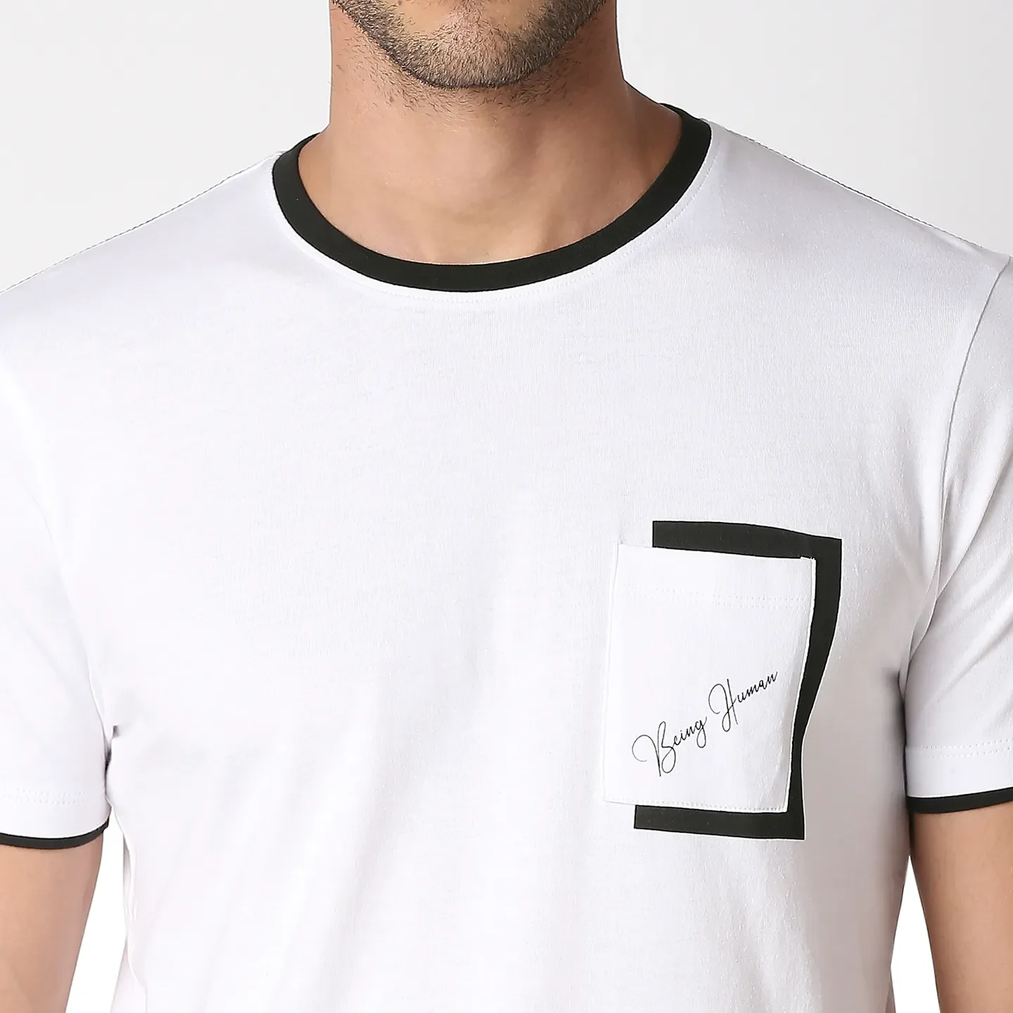 White Regular Fit Men's Short Sleeves T-Shirt by Being Human Clothing - Image 4
