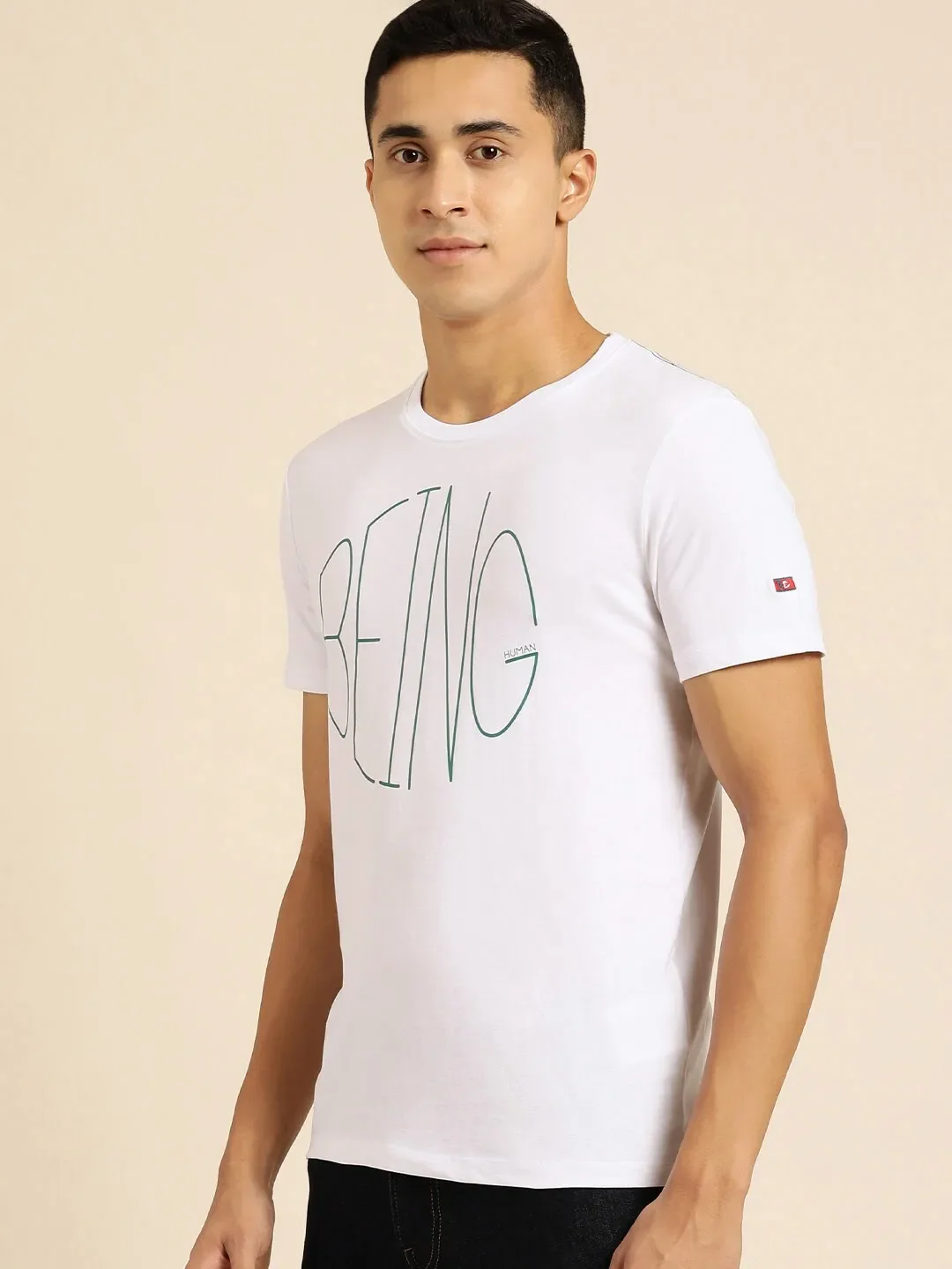 White Regular Fit Men's Short Sleeves T-Shirt by Being Human Clothing - Image 2