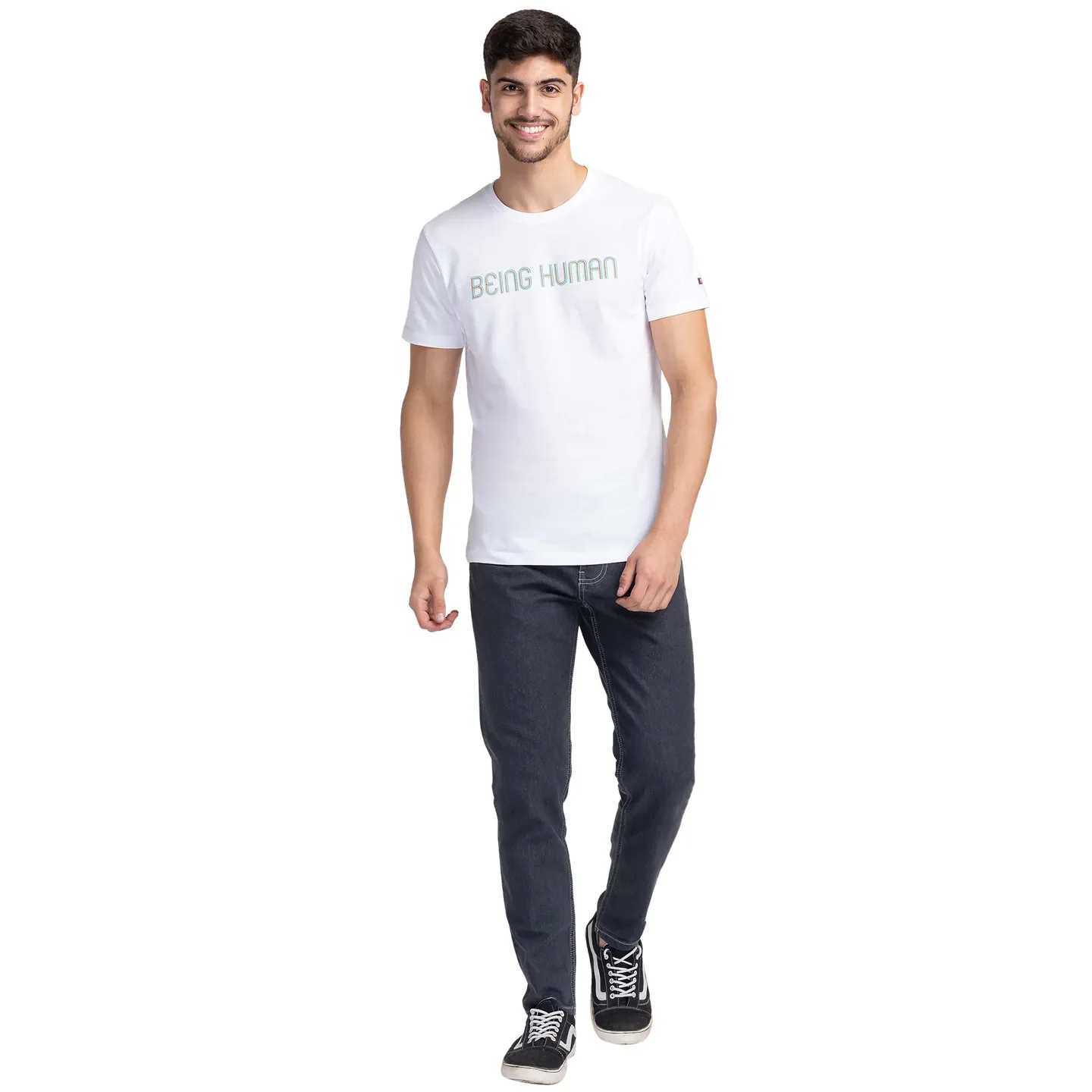 White Regular Fit Men's Short Sleeves T-Shirt by Being Human Clothing - Image 2