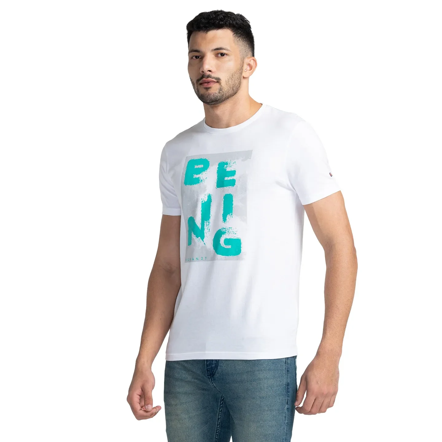 White Regular Fit Men's Short Sleeves T-Shirt by Being Human Clothing - Image 4