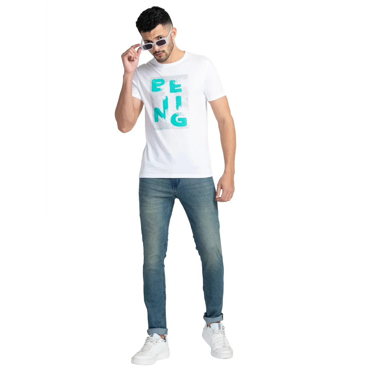 White Regular Fit Men's Short Sleeves T-Shirt by Being Human Clothing - Image 6