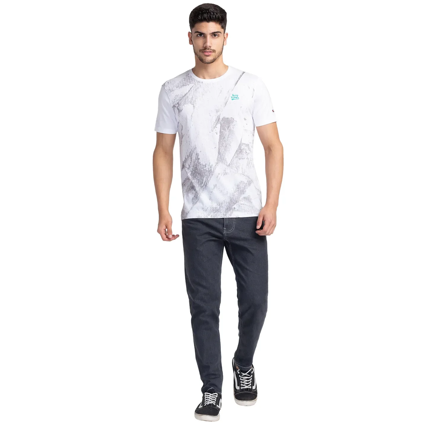 White Regular Fit Men's Short Sleeves T-Shirt by Being Human Clothing - Image 2