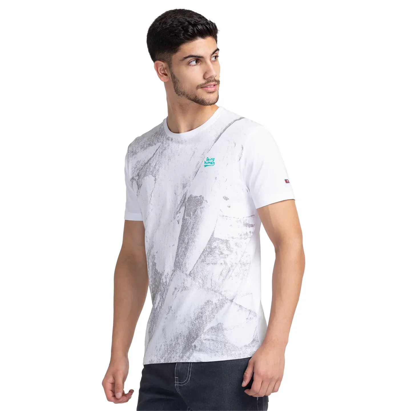 White Regular Fit Men's Short Sleeves T-Shirt by Being Human Clothing - Image 4