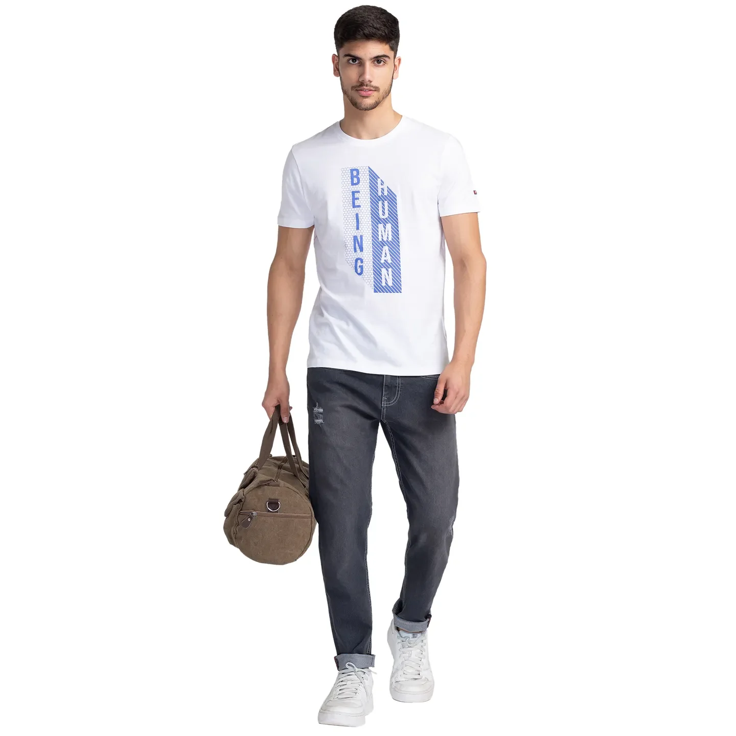 White Regular Fit Men's Short Sleeves T-Shirt by Being Human Clothing - Image 6