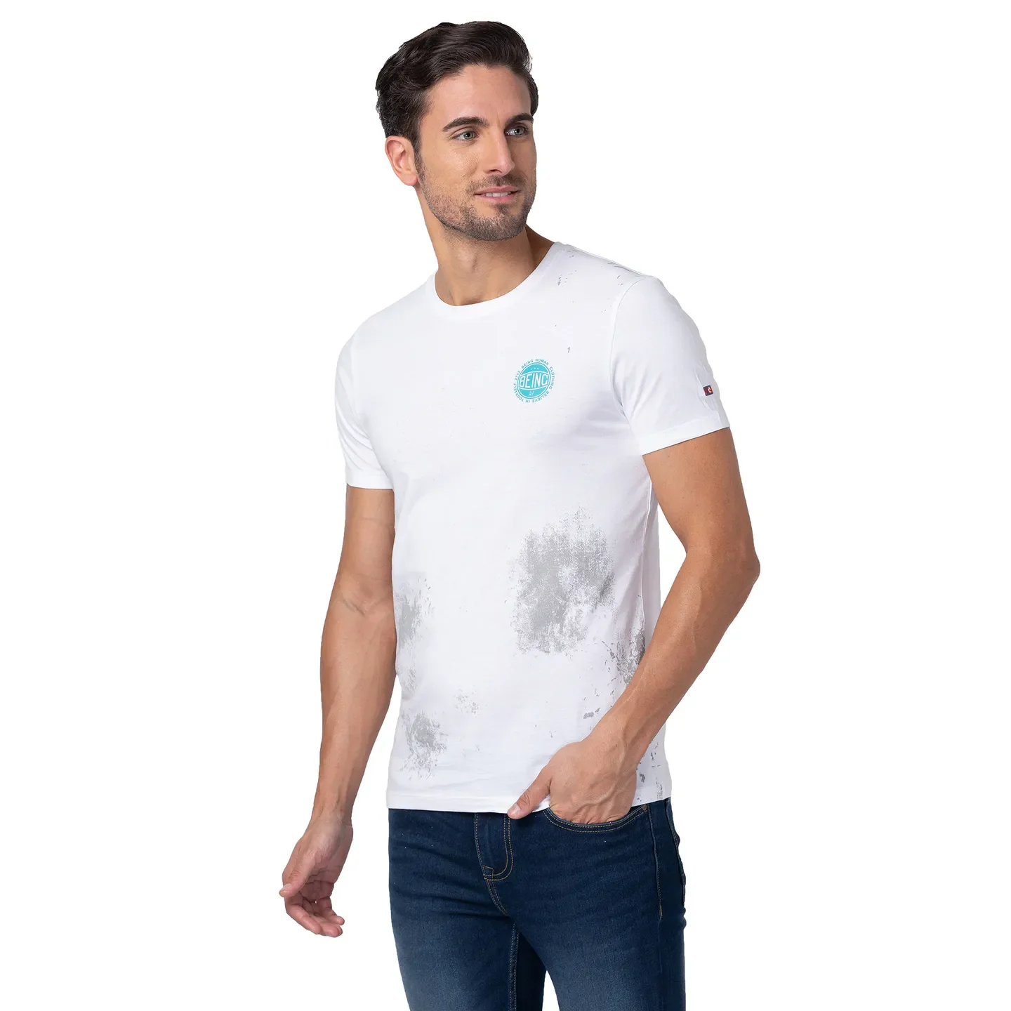 White Regular Fit Men's Short Sleeves T-Shirt by Being Human Clothing - Image 4