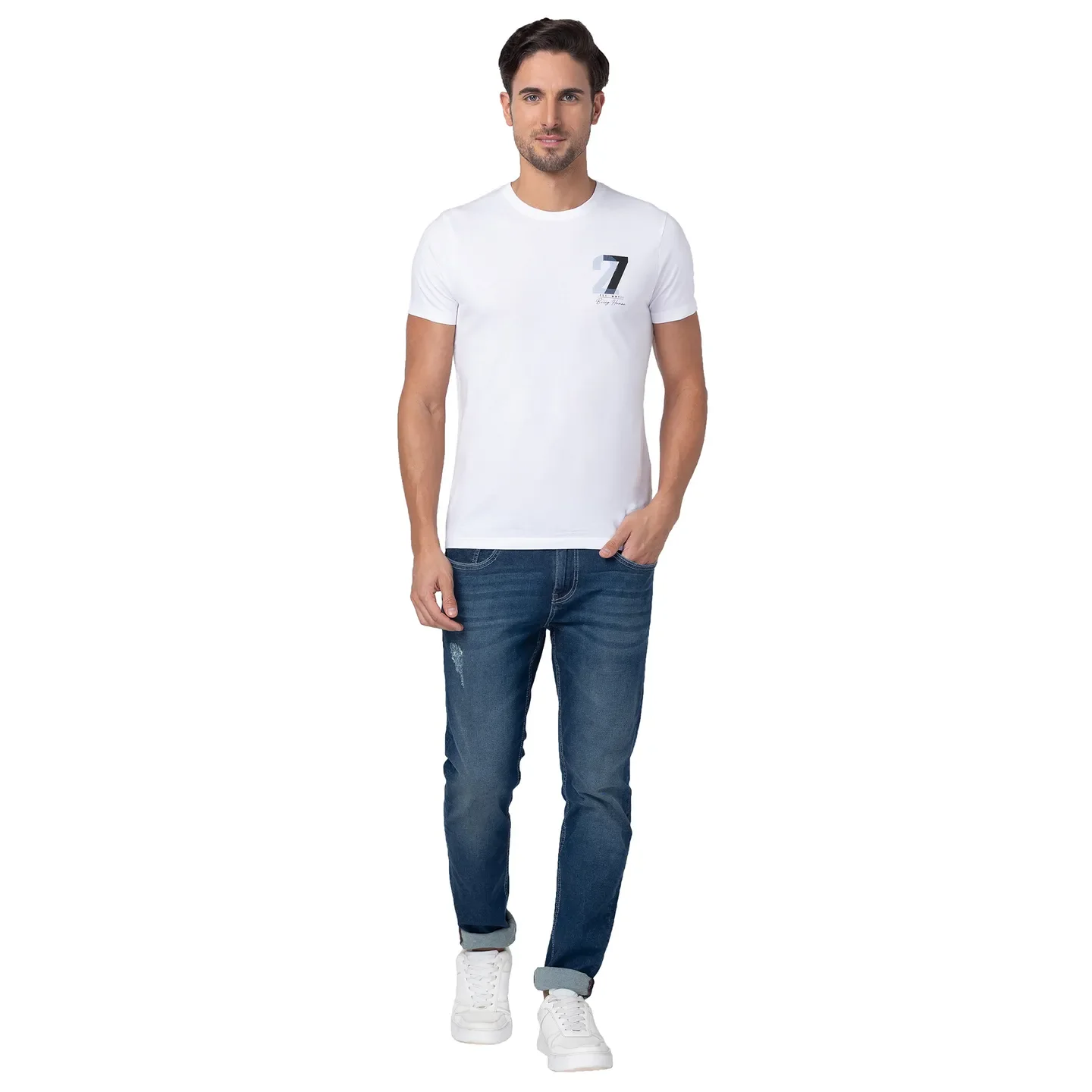 White Regular Fit Men's Short Sleeves T-Shirt by Being Human Clothing - Image 5
