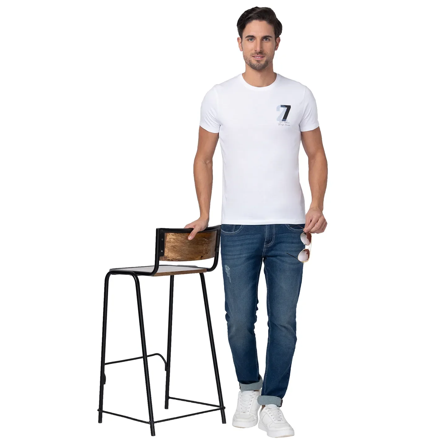 White Regular Fit Men's Short Sleeves T-Shirt by Being Human Clothing - Image 6