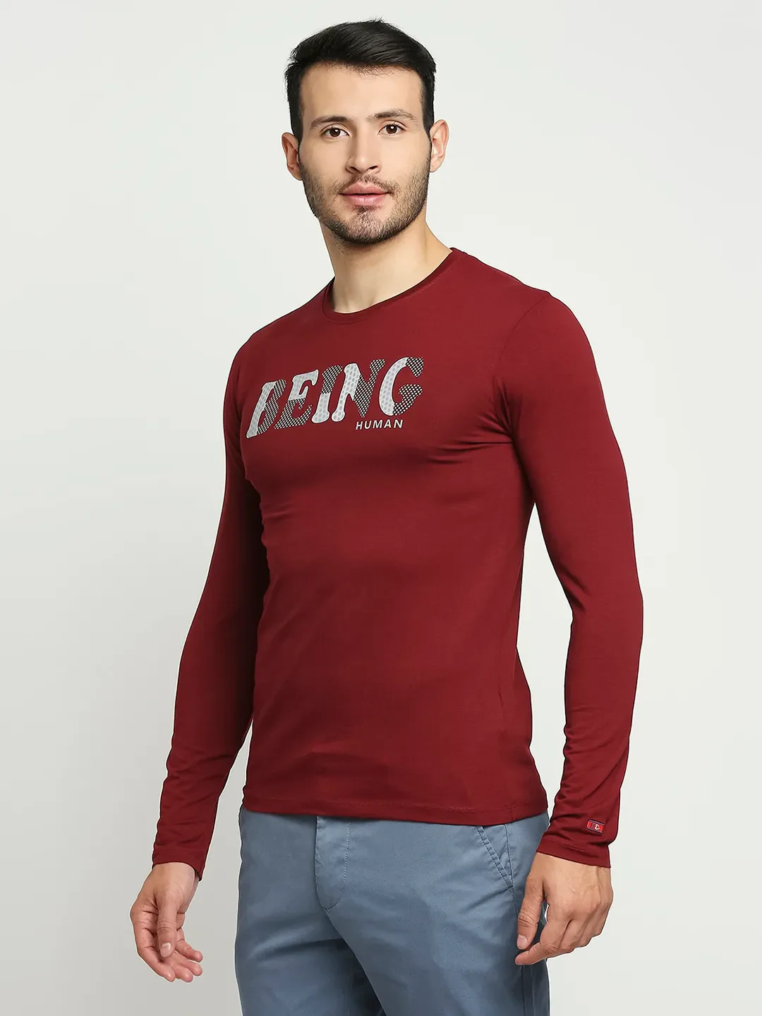 Red Regular Fit Men's Long Sleeves T-Shirt by Being Human Clothing - Image 10