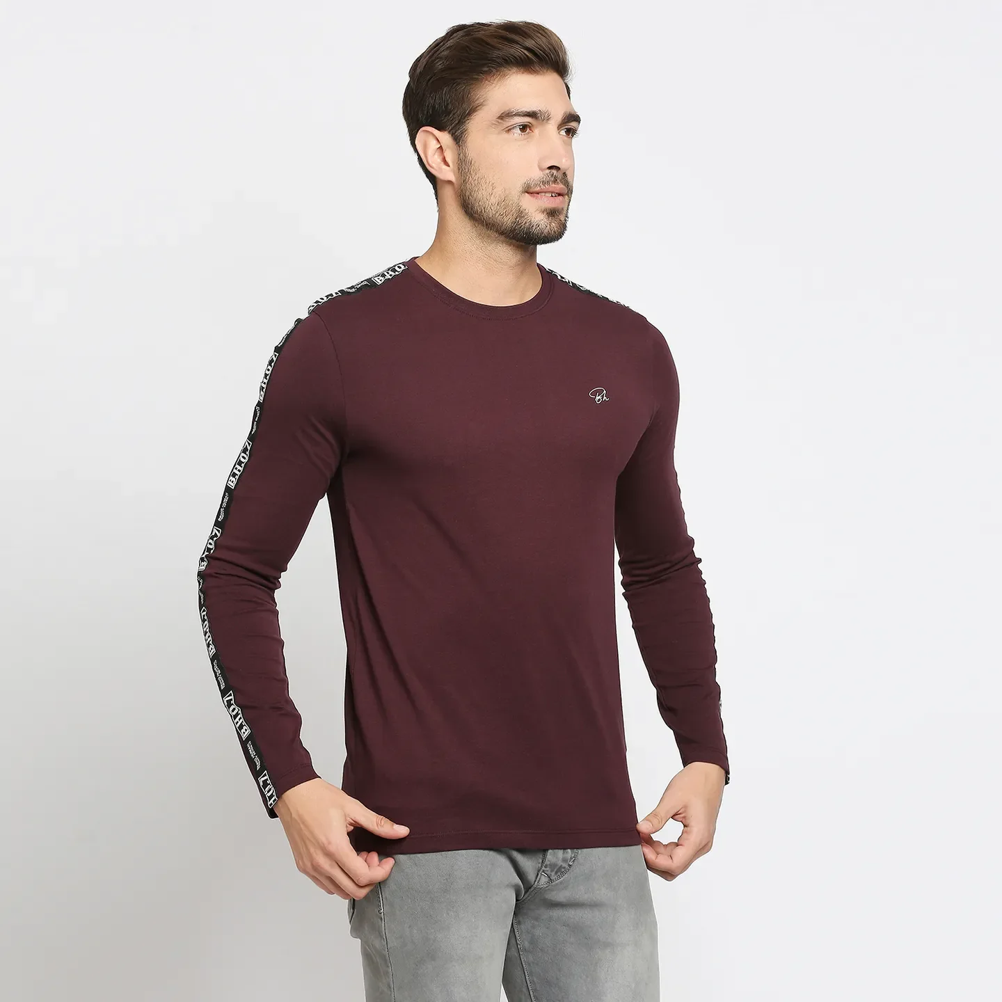 Red Regular Fit Men's Long Sleeves T-Shirt by Being Human Clothing - Image 3