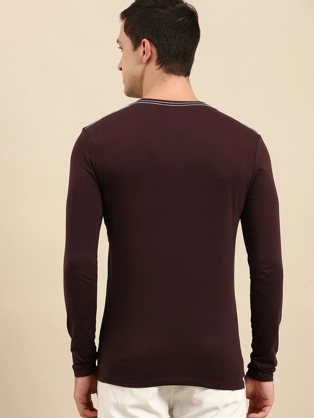 Red Regular Fit Men's Long Sleeves T-Shirt by Being Human Clothing - Image 3