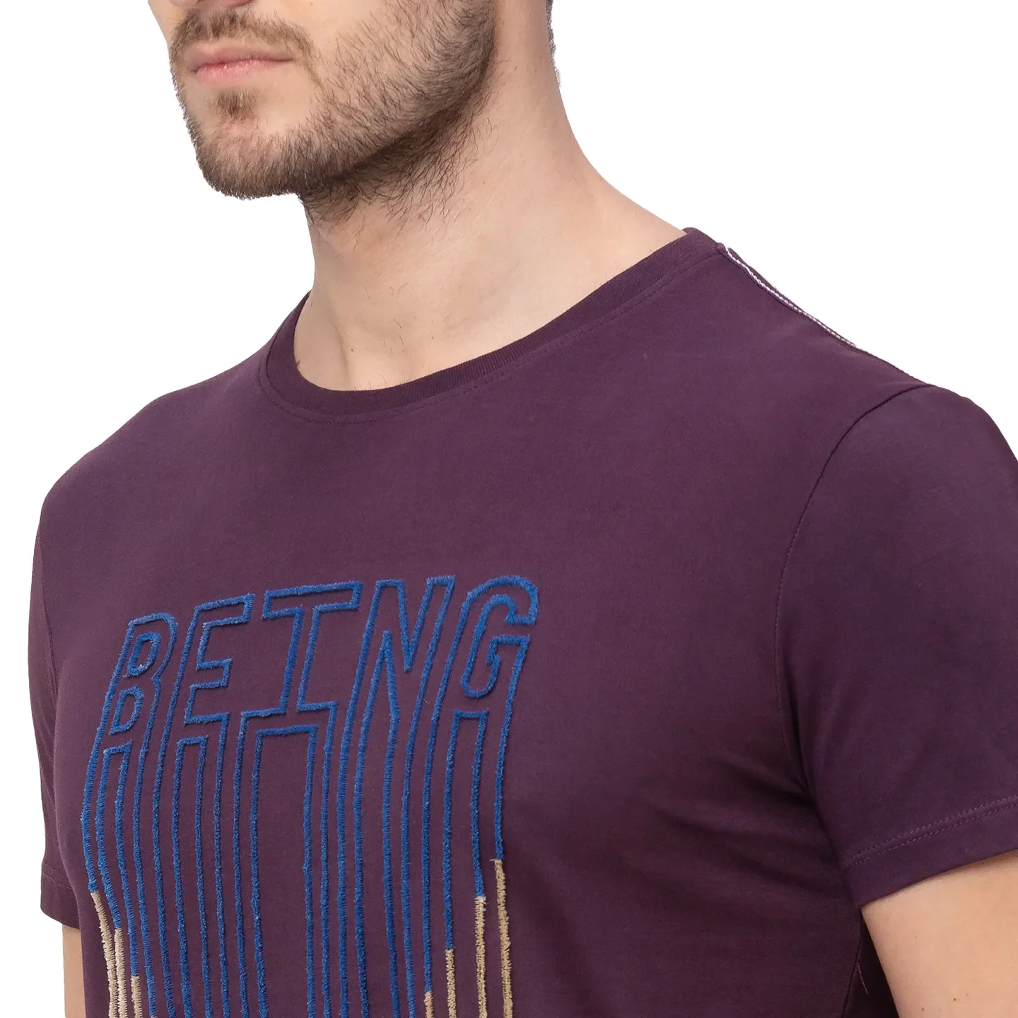 Wine Regular Fit Round Neck Men's T-Shirt by Being Human Clothing - Image 4