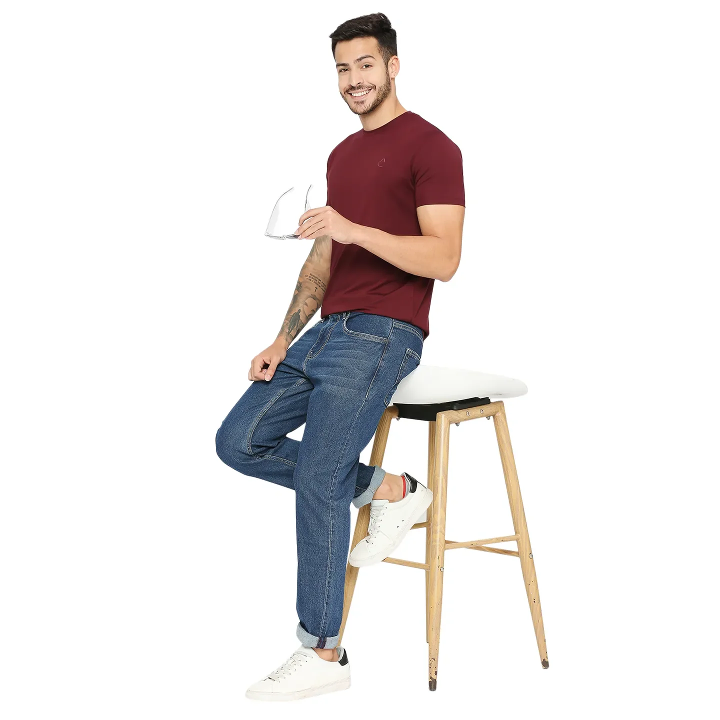 Red Regular Fit Men's Short Sleeves T-Shirt by Being Human Clothing - Image 6