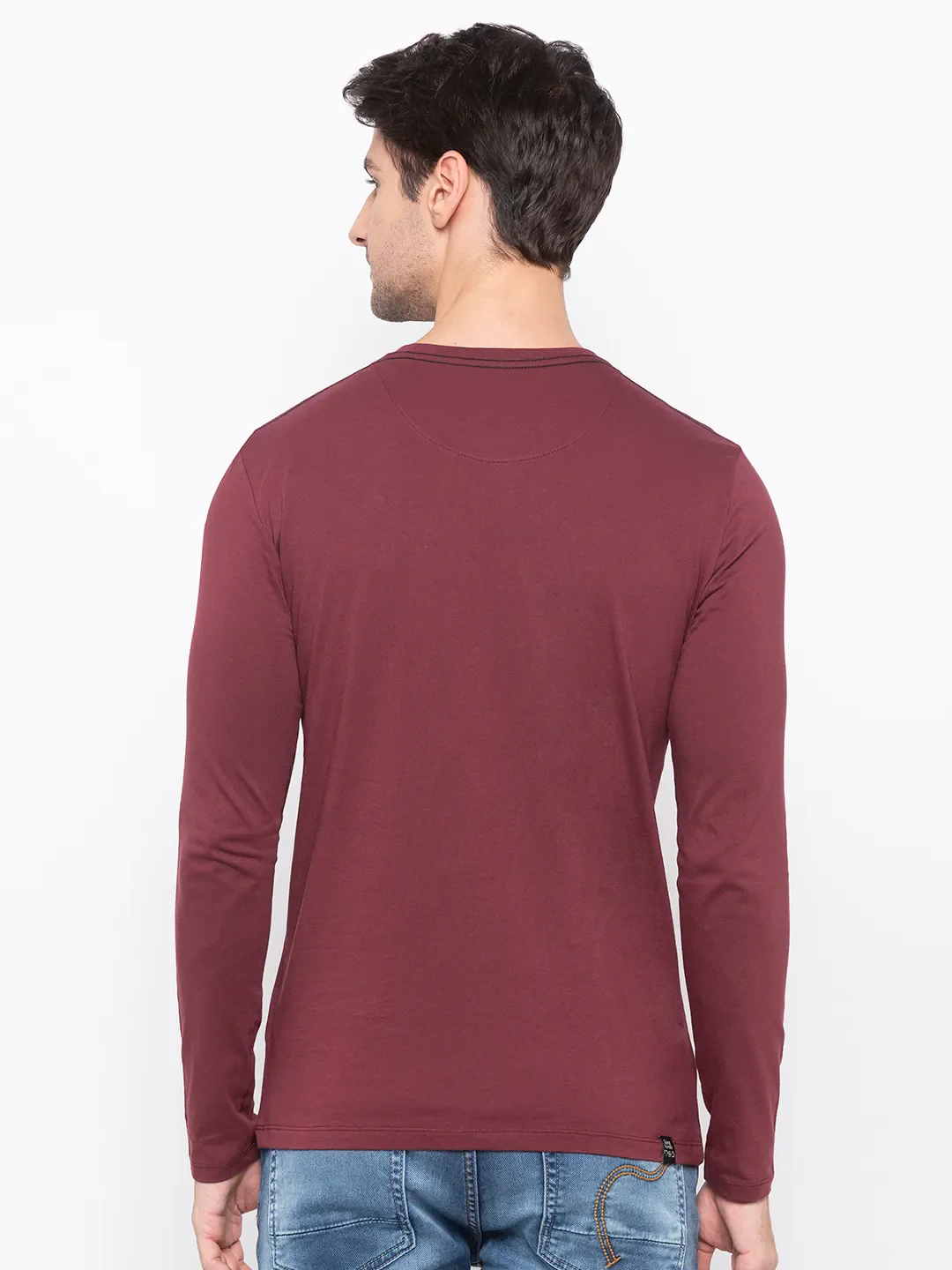 Red Regular Fit Men's Long Sleeves T-Shirt by Being Human Clothing - Image 3