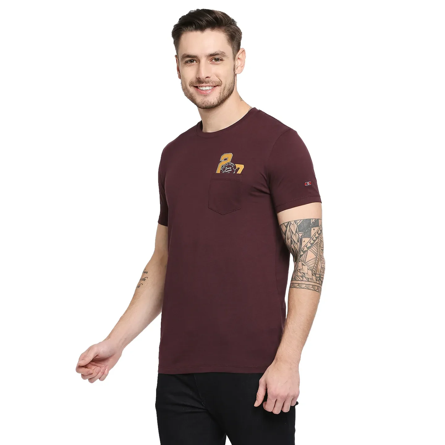 Red Regular Fit Men's Short Sleeves T-Shirt by Being Human Clothing - Image 3