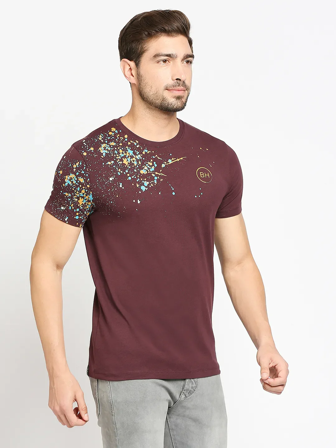 Red Regular Fit Men's Short Sleeves T-Shirt by Being Human Clothing - Image 2