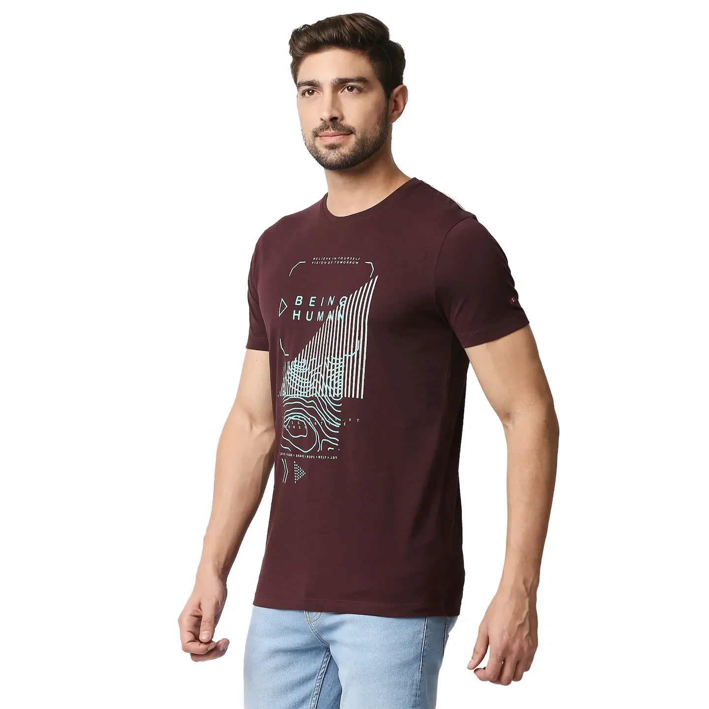 Red Regular Fit Men's Short Sleeves T-Shirt by Being Human Clothing - Image 2