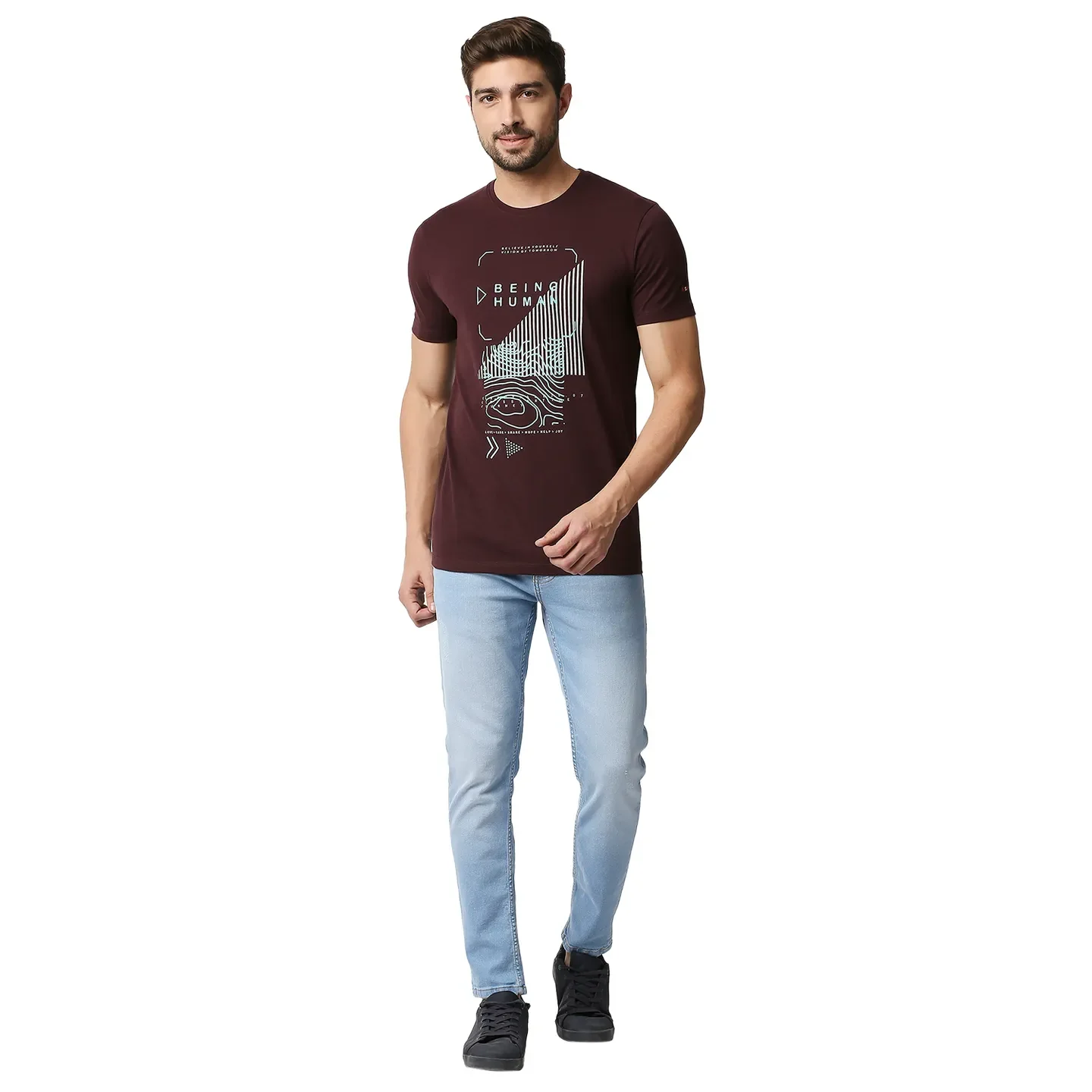 Red Regular Fit Men's Short Sleeves T-Shirt by Being Human Clothing - Image 6