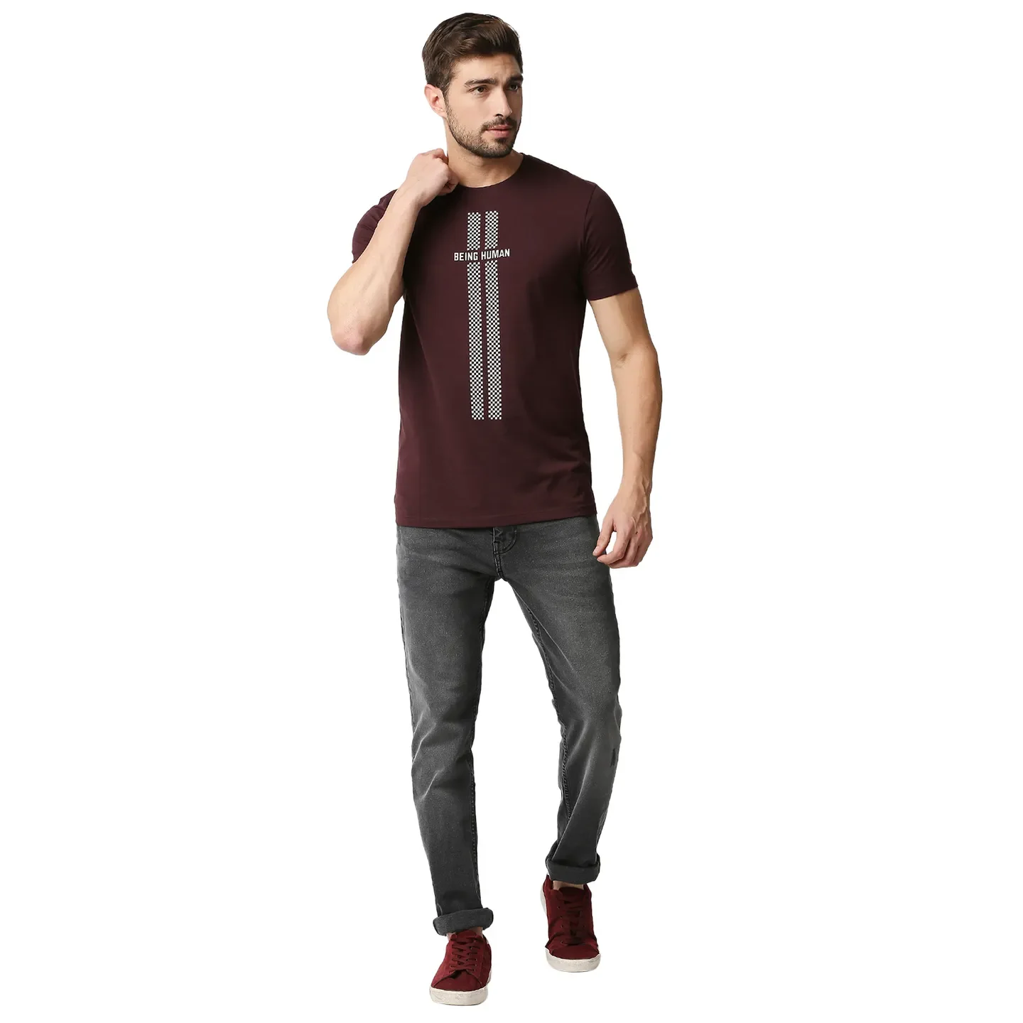 Red Regular Fit Men's Short Sleeves T-Shirt by Being Human Clothing - Image 6