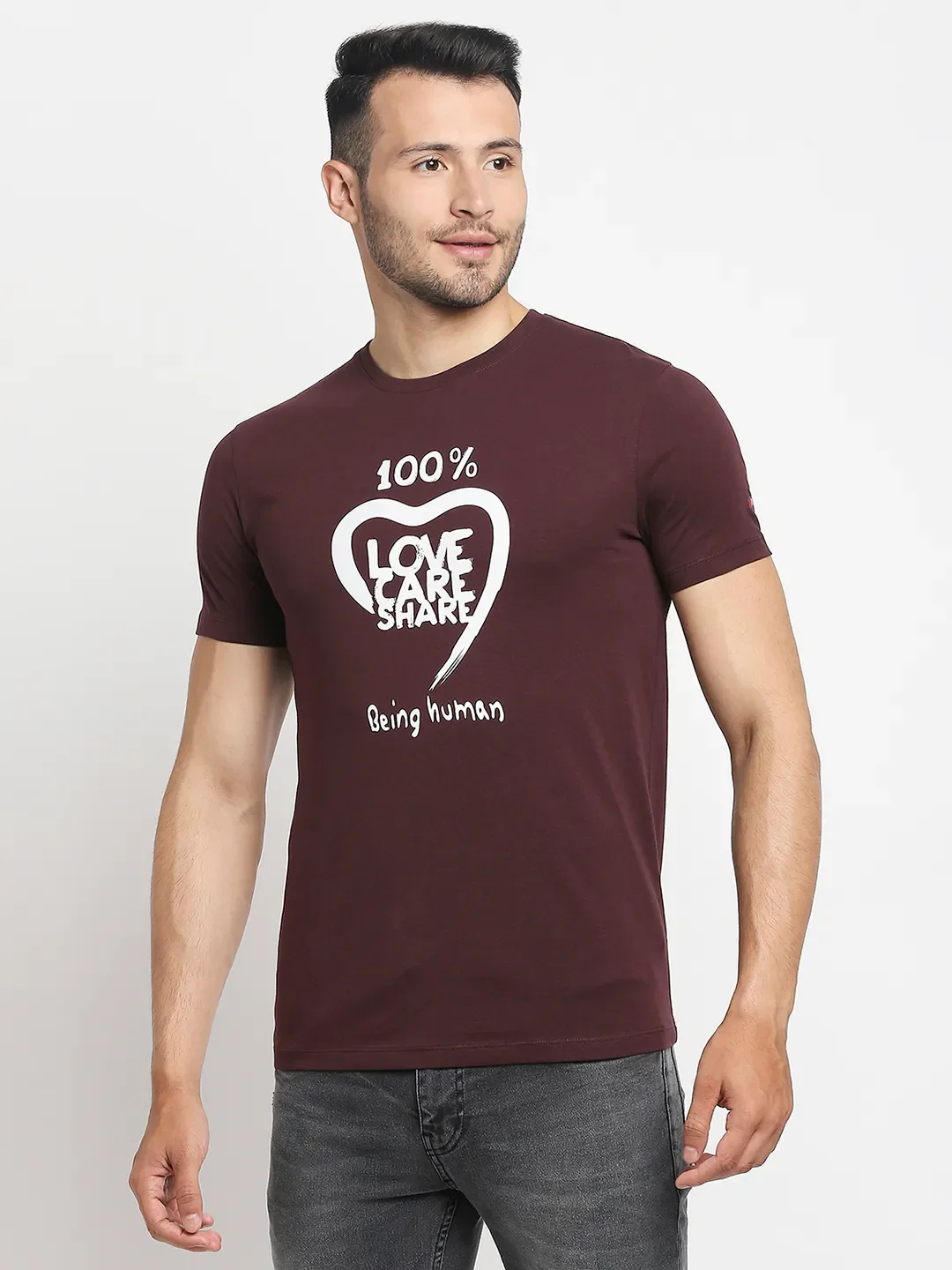 Red Regular Fit Men's Short Sleeves T-Shirt by Being Human Clothing - Image 5