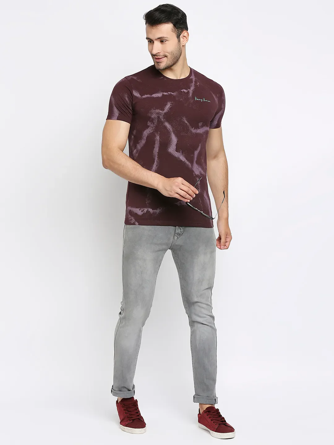 Red Regular Fit Men's Short Sleeves T-Shirt by Being Human Clothing