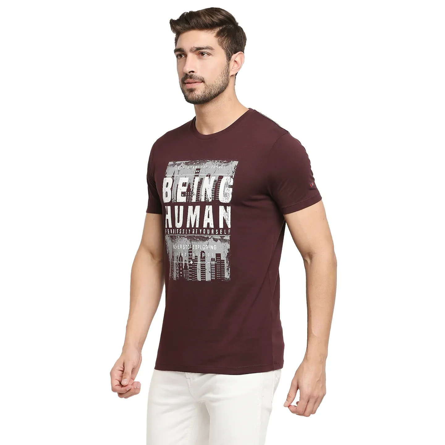 Red Regular Fit Men's Short Sleeves T-Shirt by Being Human Clothing - Image 2