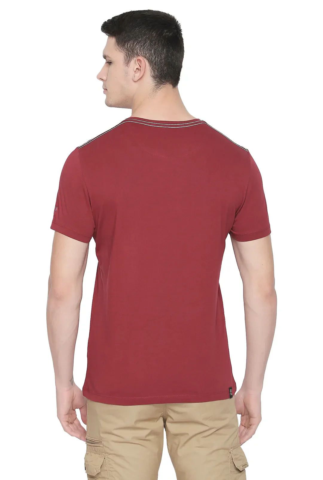 Red Regular Fit Men's Short Sleeves T-Shirt by Being Human Clothing - Image 3