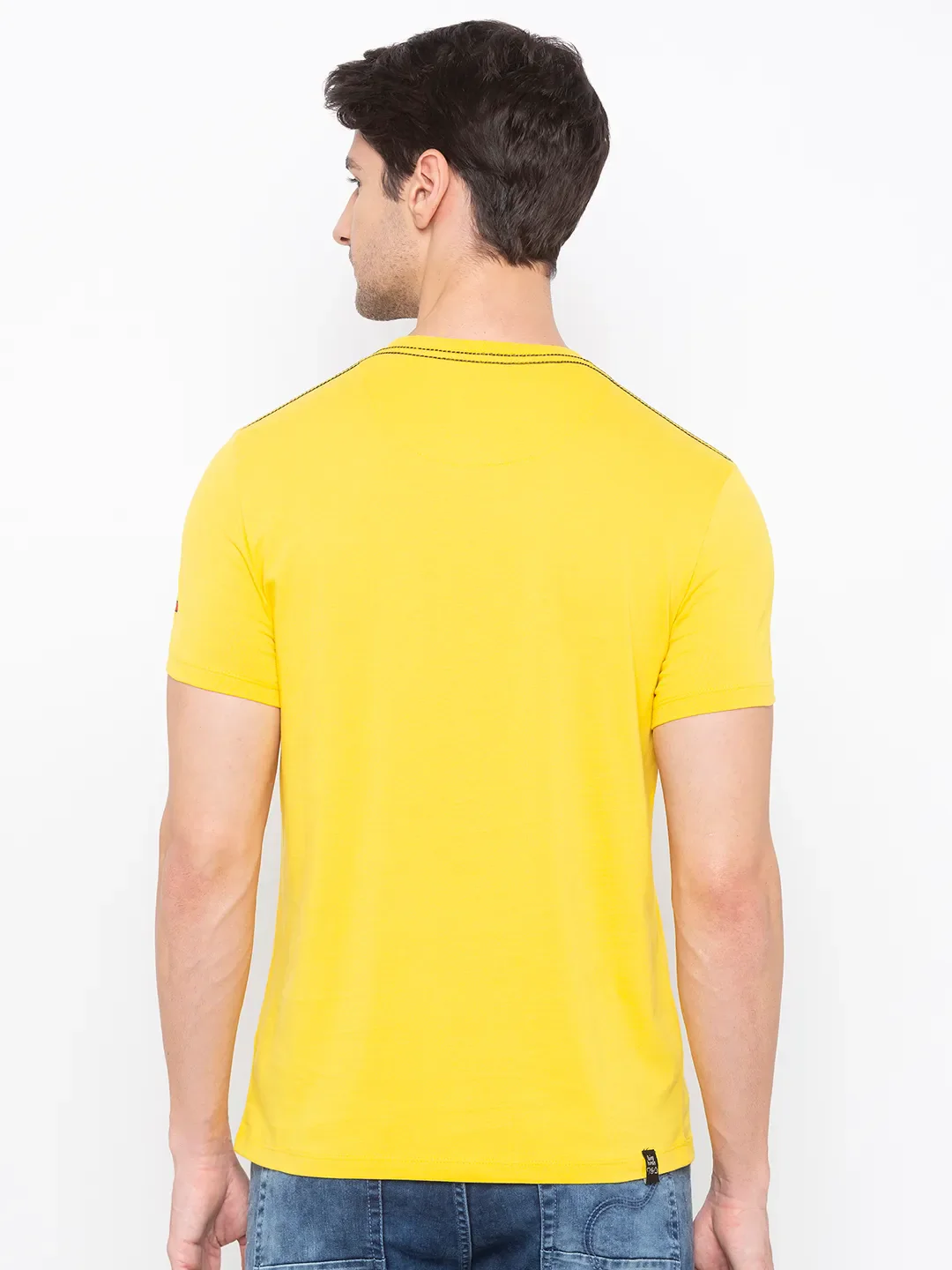 Yellow Regular Fit Men's Short Sleeves T-Shirt by Being Human Clothing - Image 3
