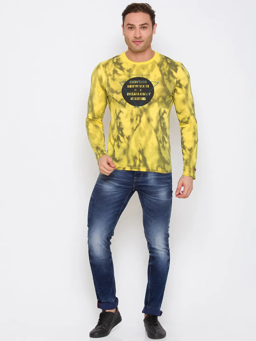 Yellow Regular Fit Round Neck Men's T-Shirt by Being Human Clothing - Image 5