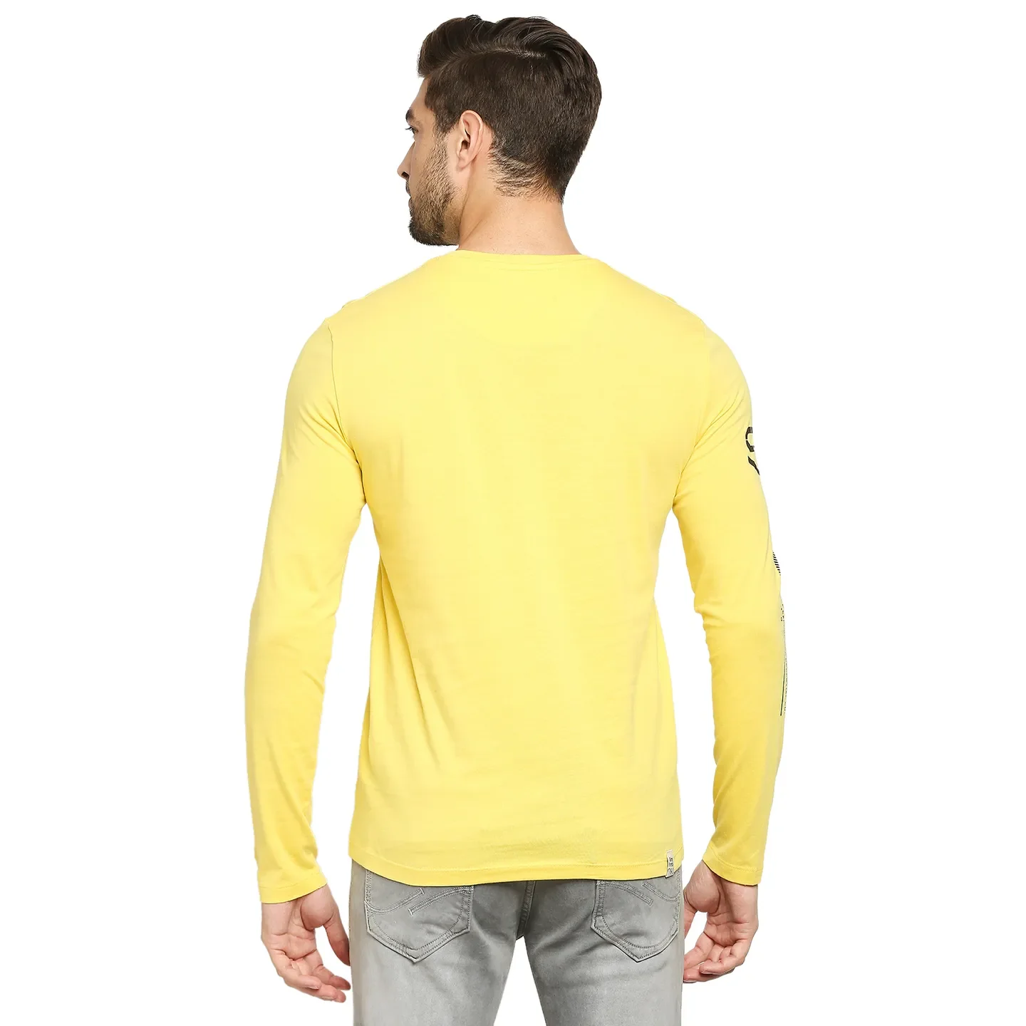 Yellow Regular Fit Men's Long Sleeves T-Shirt by Being Human Clothing - Image 4