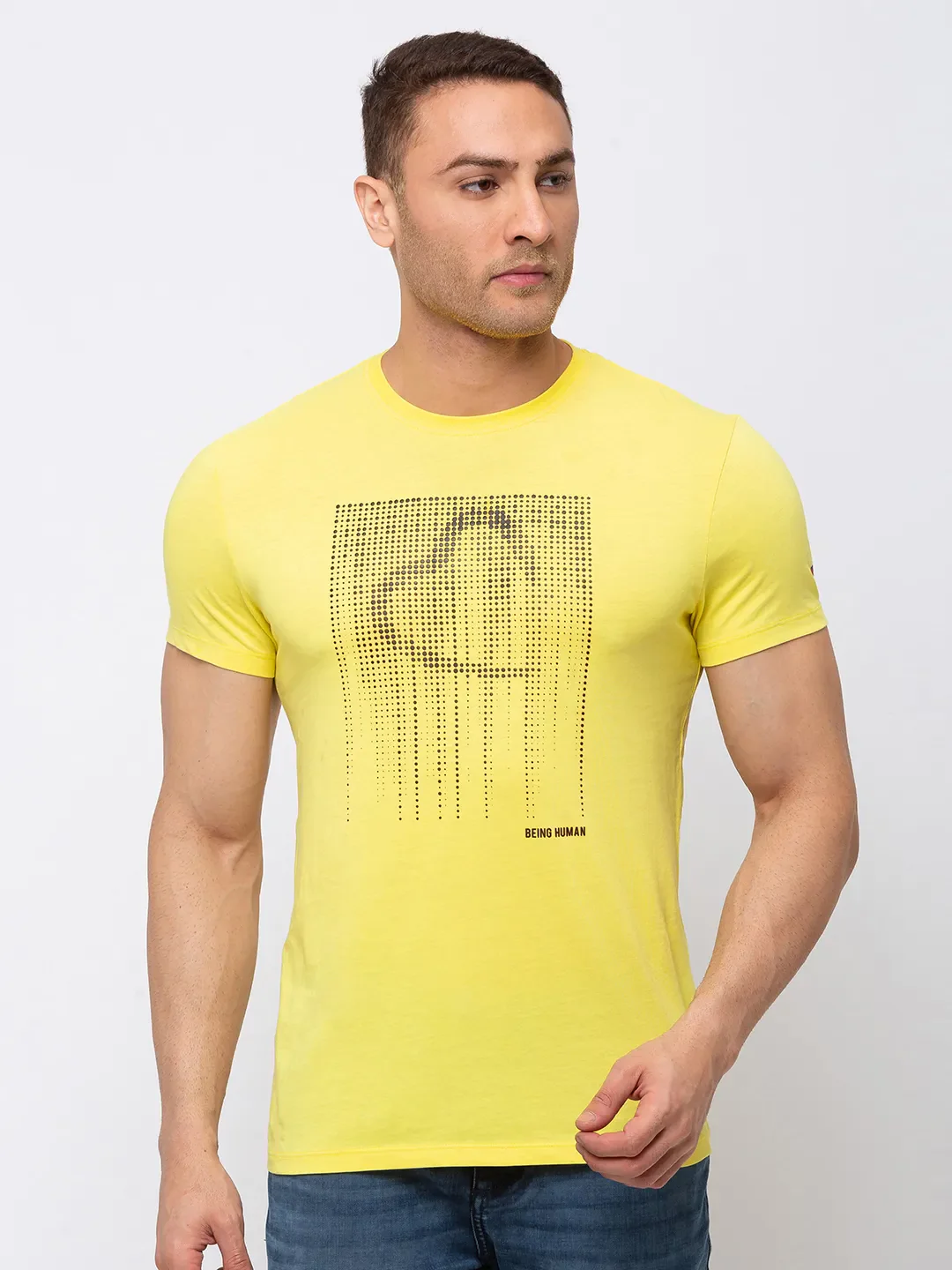 Yellow Regular Fit Men's Short Sleeves T-Shirt by Being Human Clothing