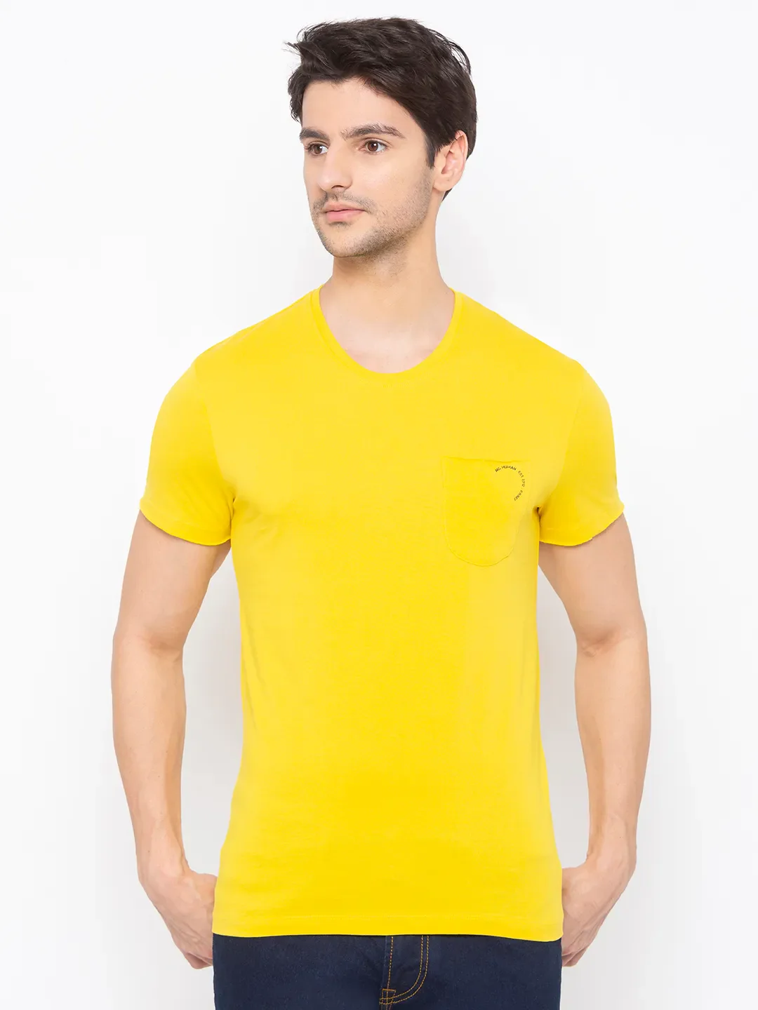 Yellow Regular Fit Men's Short Sleeves T-Shirt by Being Human Clothing