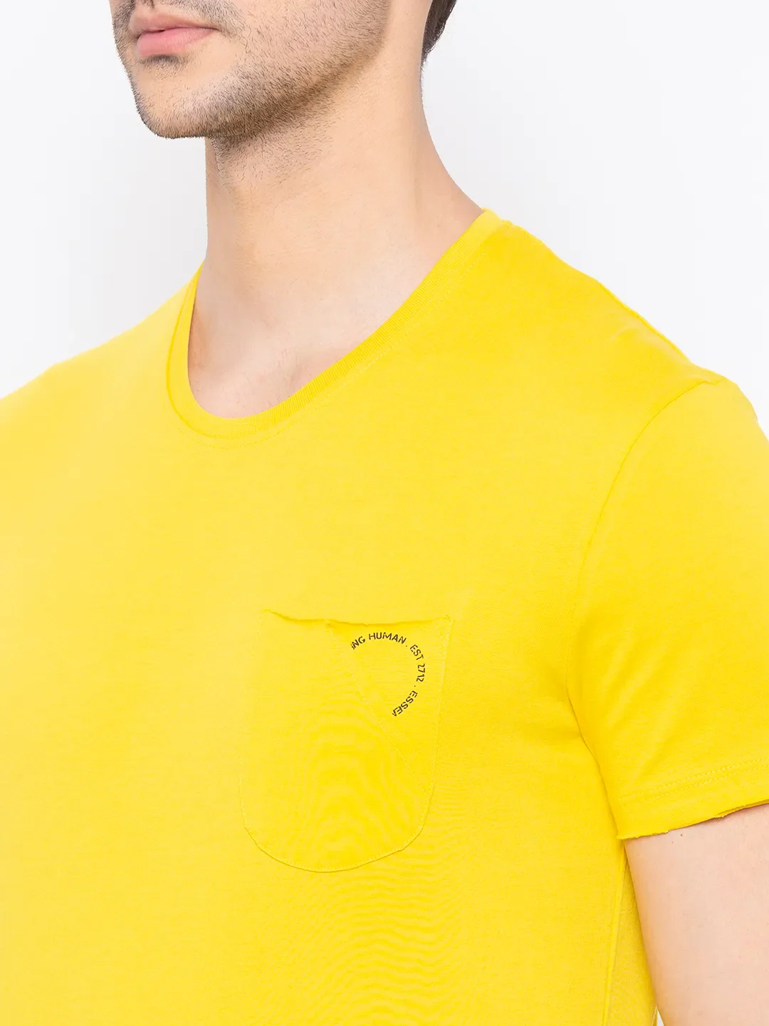Yellow Regular Fit Men's Short Sleeves T-Shirt by Being Human Clothing - Image 4