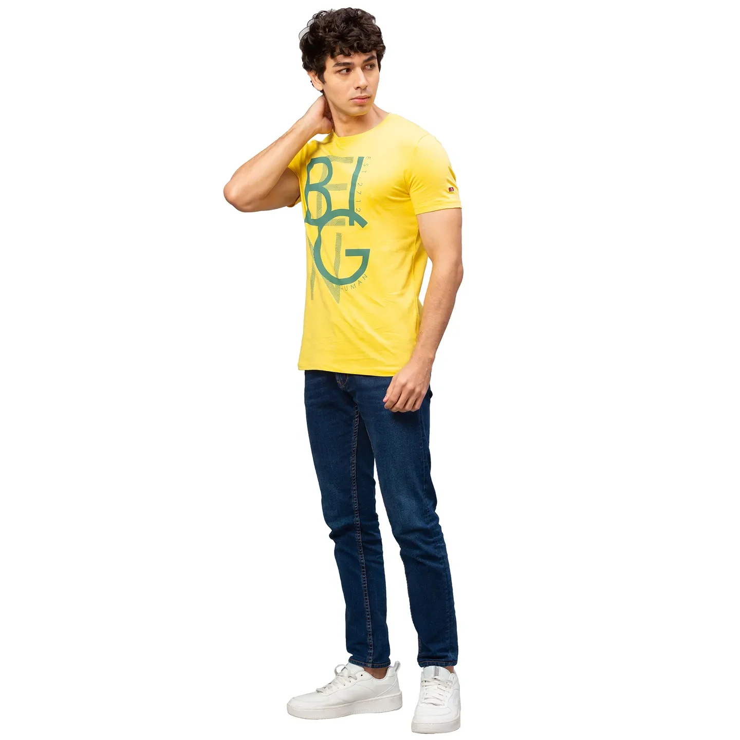 Yellow Regular Fit Men's Short Sleeves T-Shirt by Being Human Clothing - Image 2
