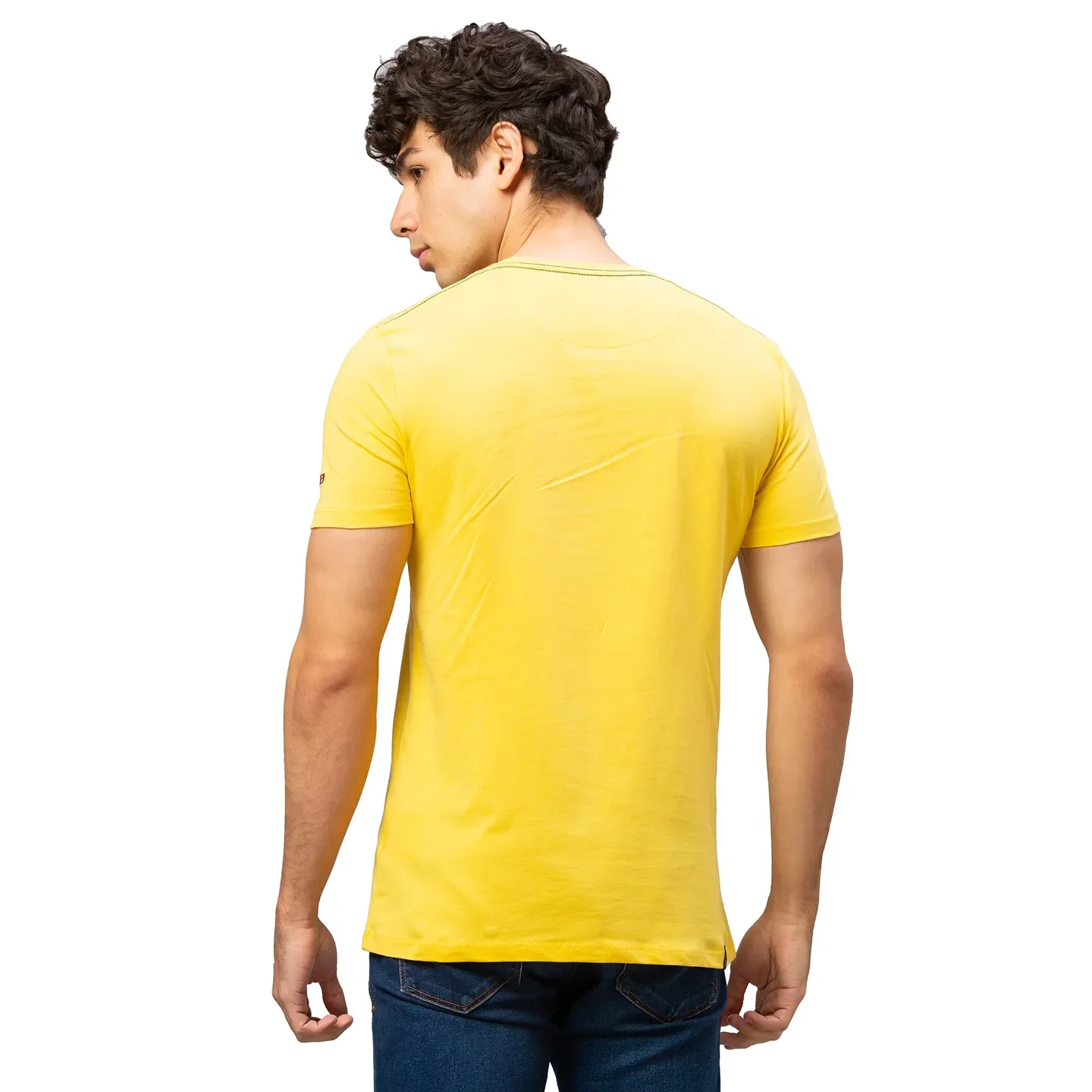 Yellow Regular Fit Men's Short Sleeves T-Shirt by Being Human Clothing - Image 3
