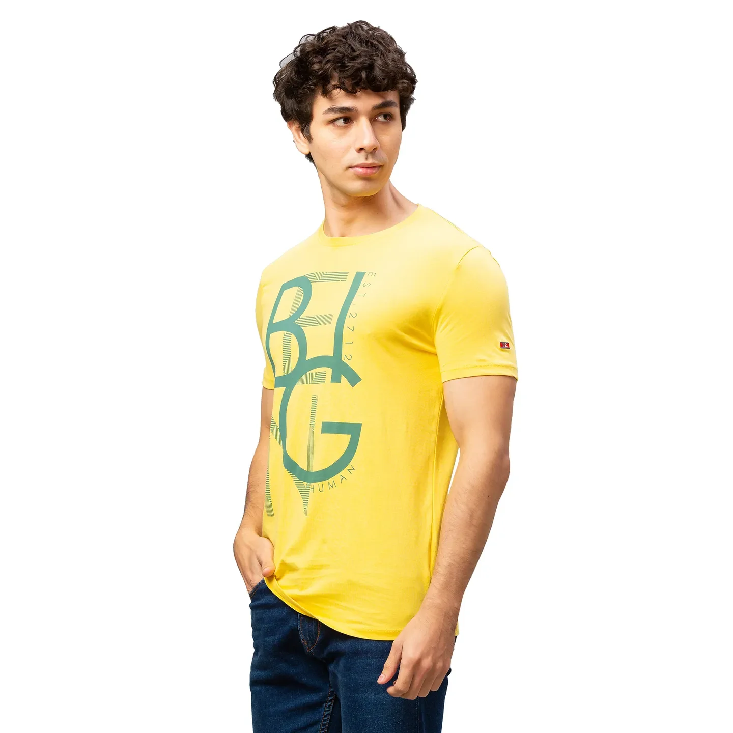 Yellow Regular Fit Men's Short Sleeves T-Shirt by Being Human Clothing - Image 2