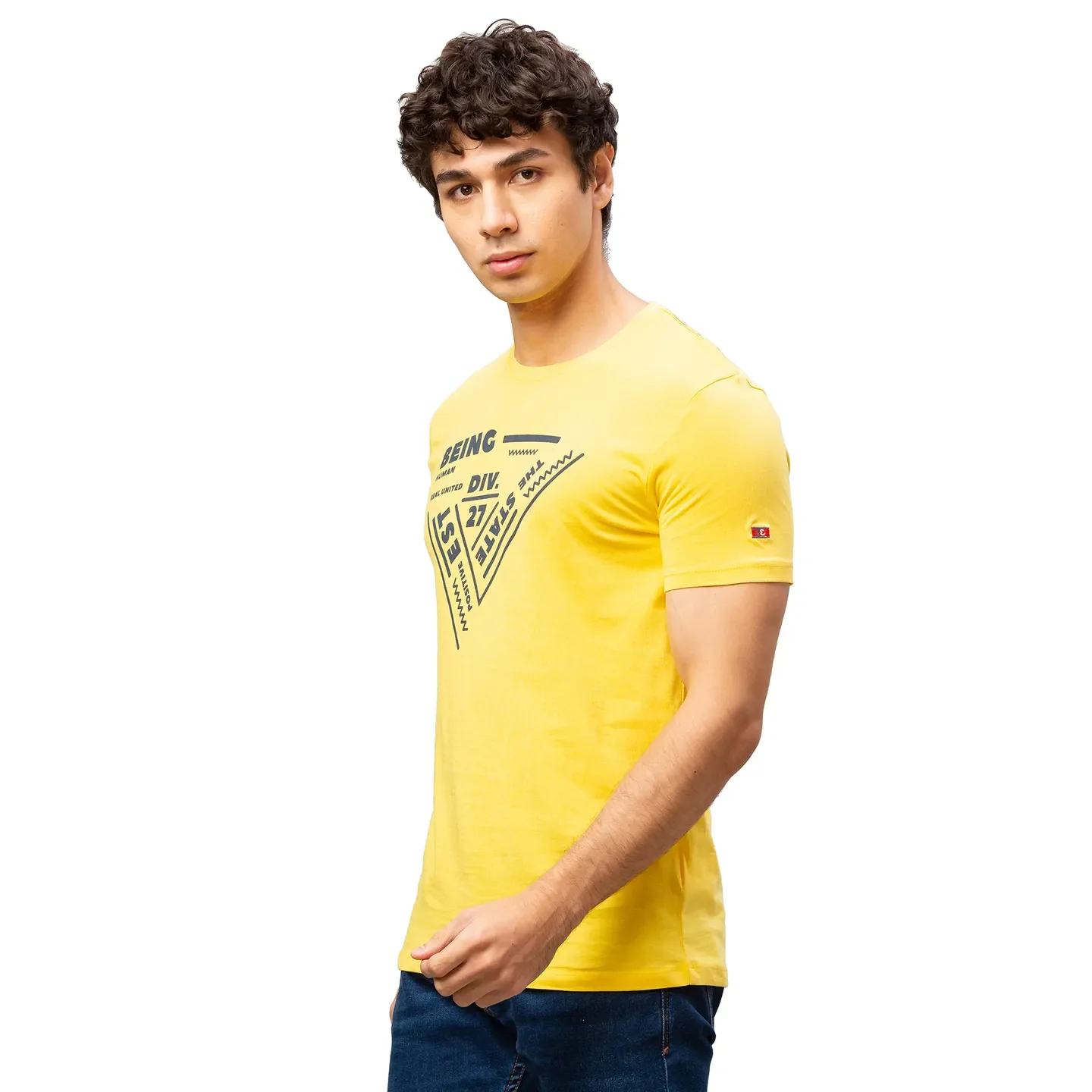 Yellow Regular Fit Men's Short Sleeves T-Shirt by Being Human Clothing - Image 2