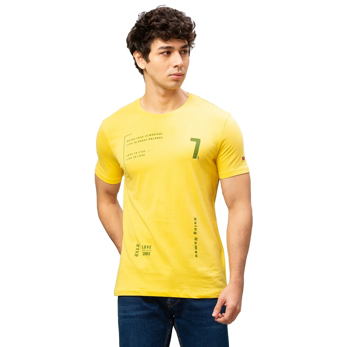 Yellow Regular Fit Men's Short Sleeves T-Shirt by Being Human Clothing