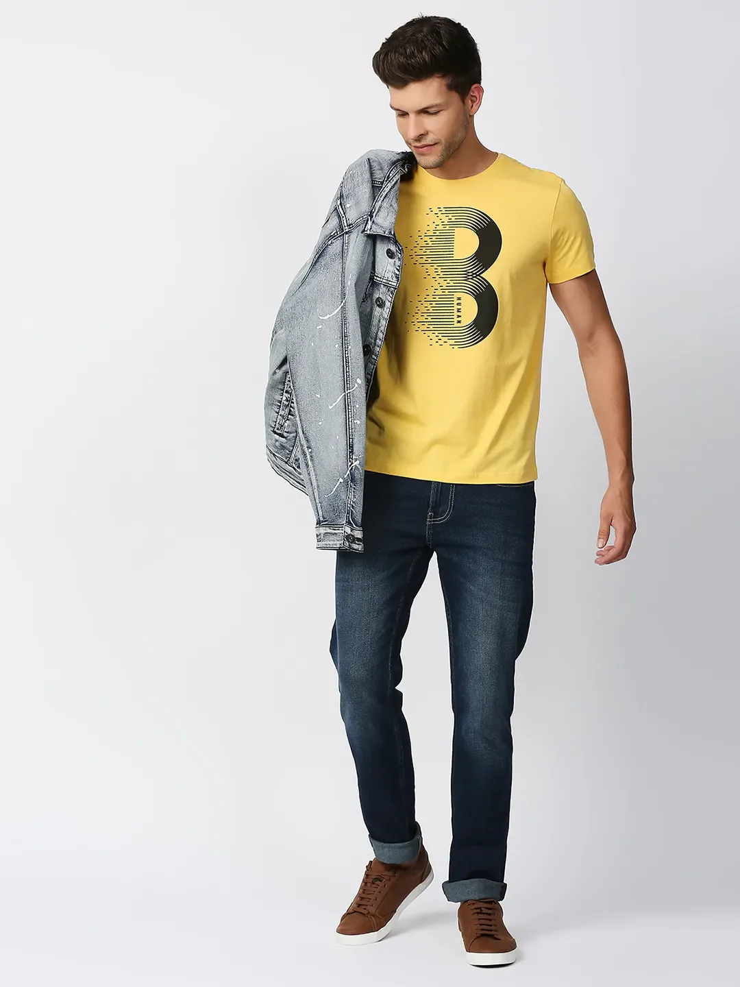 Yellow Regular Fit Men's Short Sleeves T-Shirt by Being Human Clothing - Image 6