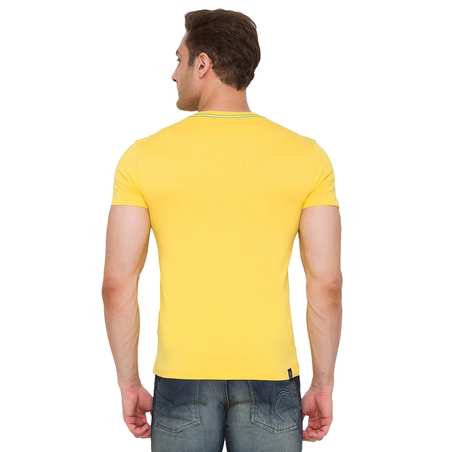 Yellow Regular Fit Men's Short Sleeves T-Shirt by Being Human Clothing - Image 3