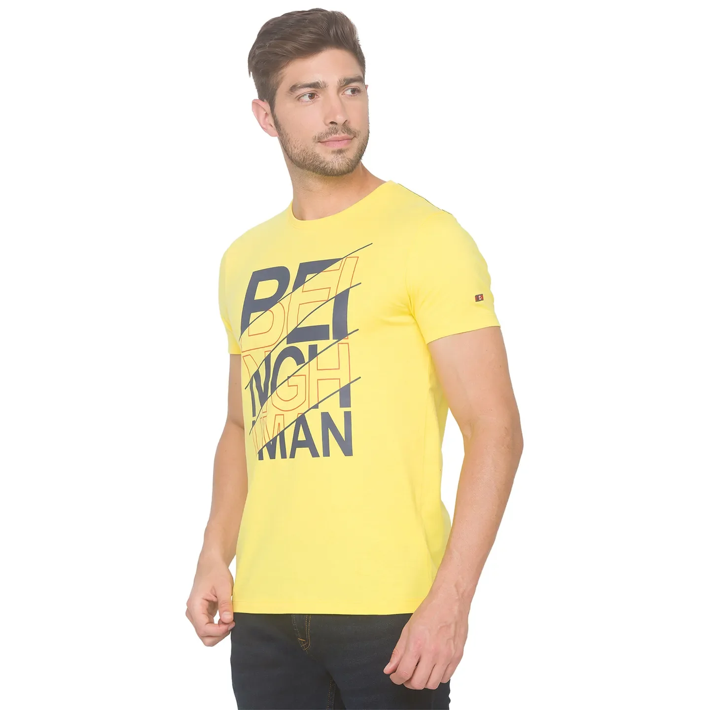 Yellow Regular Fit Men's Short Sleeves T-Shirt by Being Human Clothing - Image 2