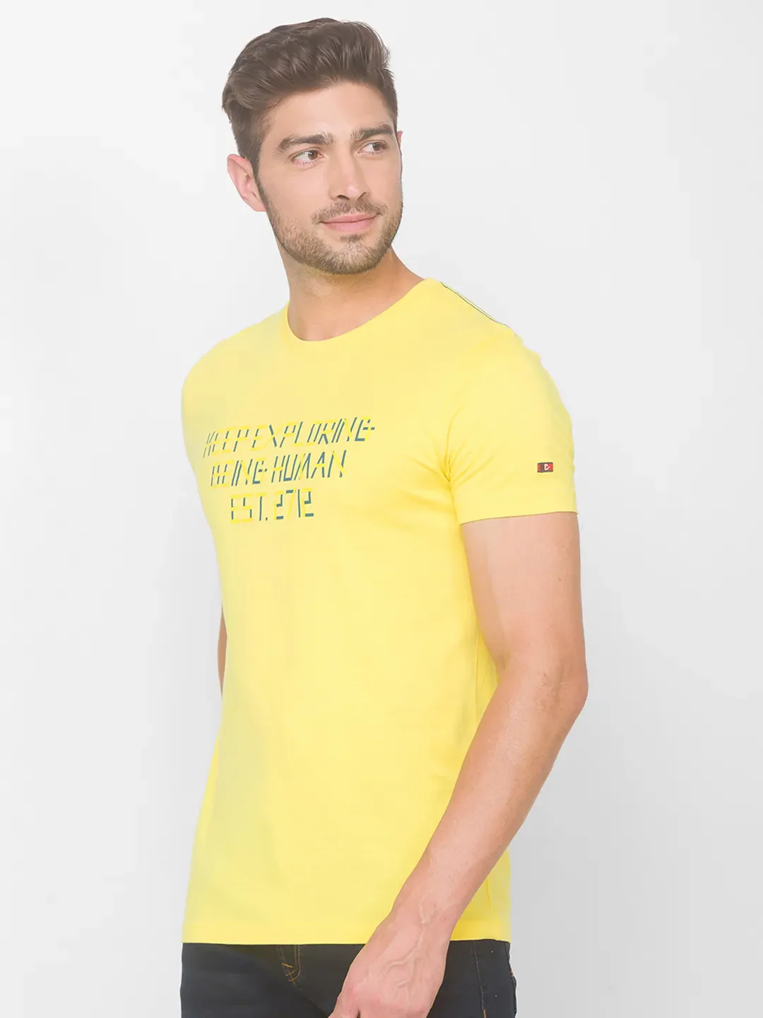 Yellow Regular Fit Men's Short Sleeves T-Shirt by Being Human Clothing - Image 2