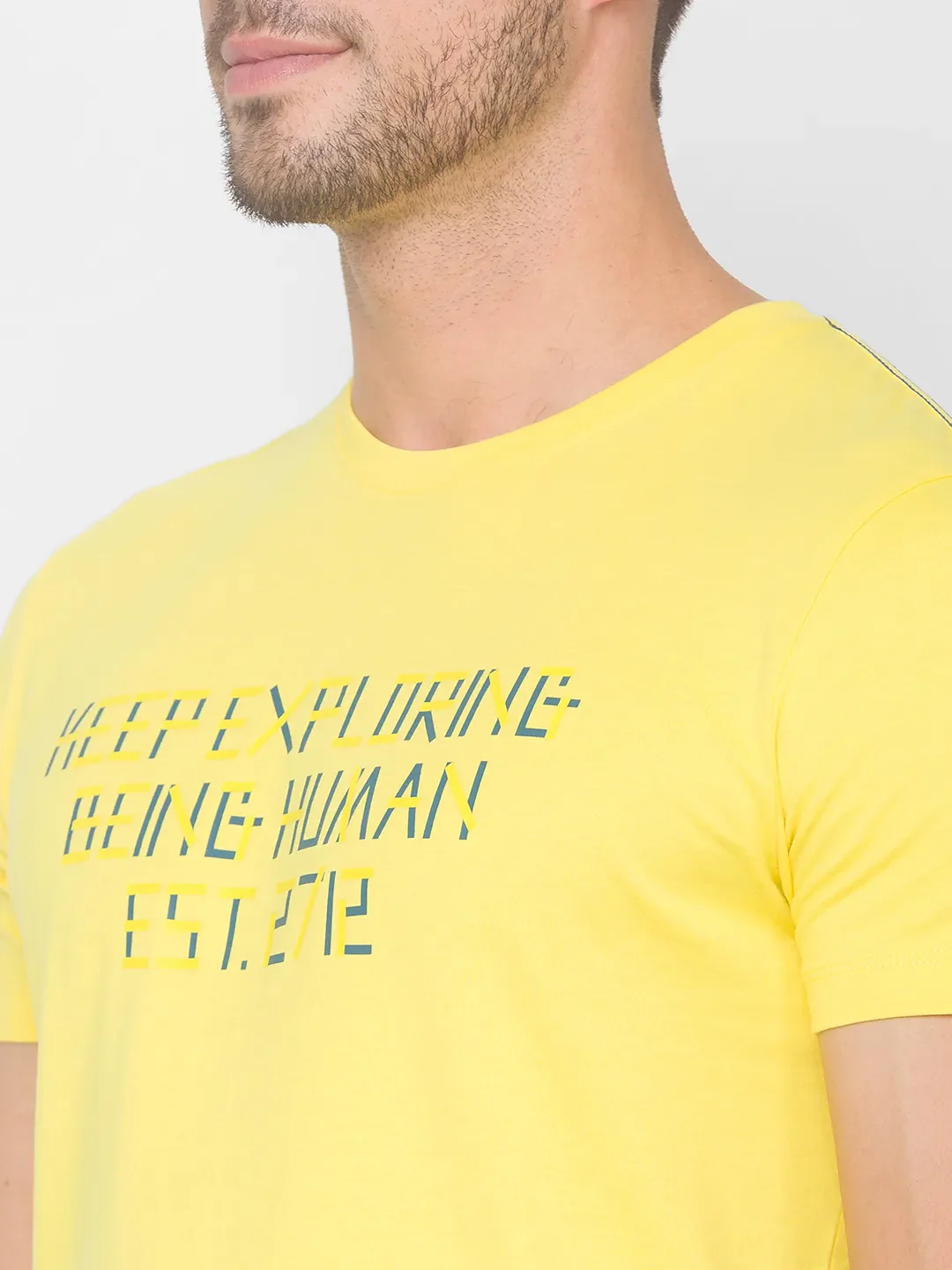 Yellow Regular Fit Men's Short Sleeves T-Shirt by Being Human Clothing - Image 4