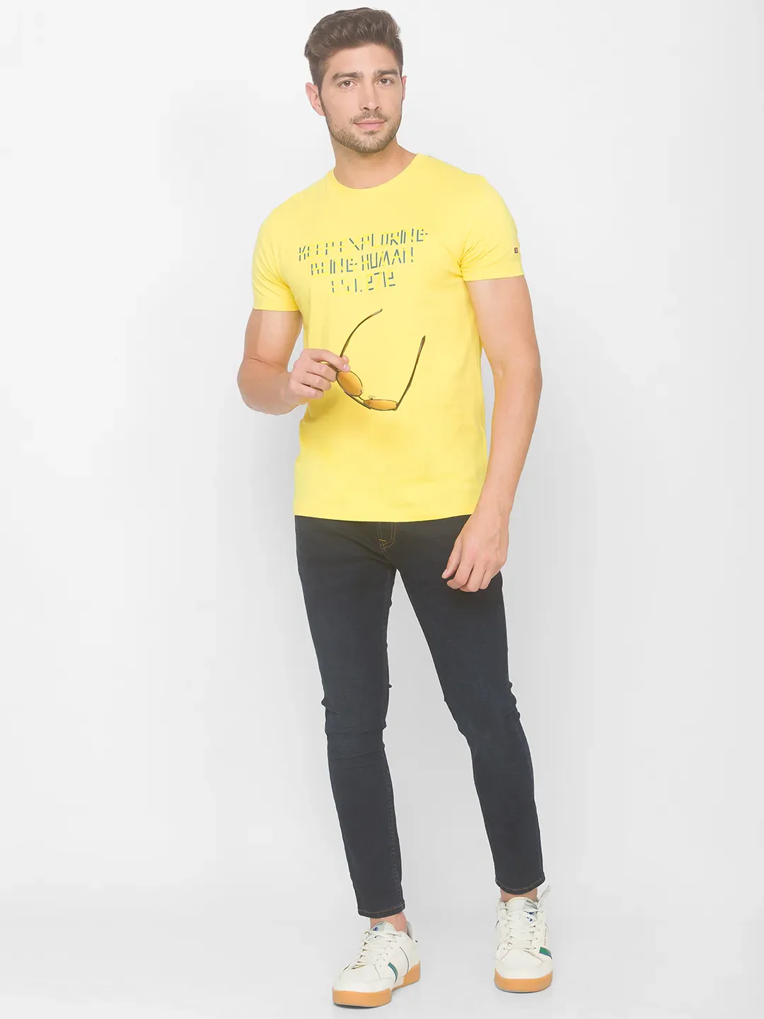 Yellow Regular Fit Men's Short Sleeves T-Shirt by Being Human Clothing - Image 5