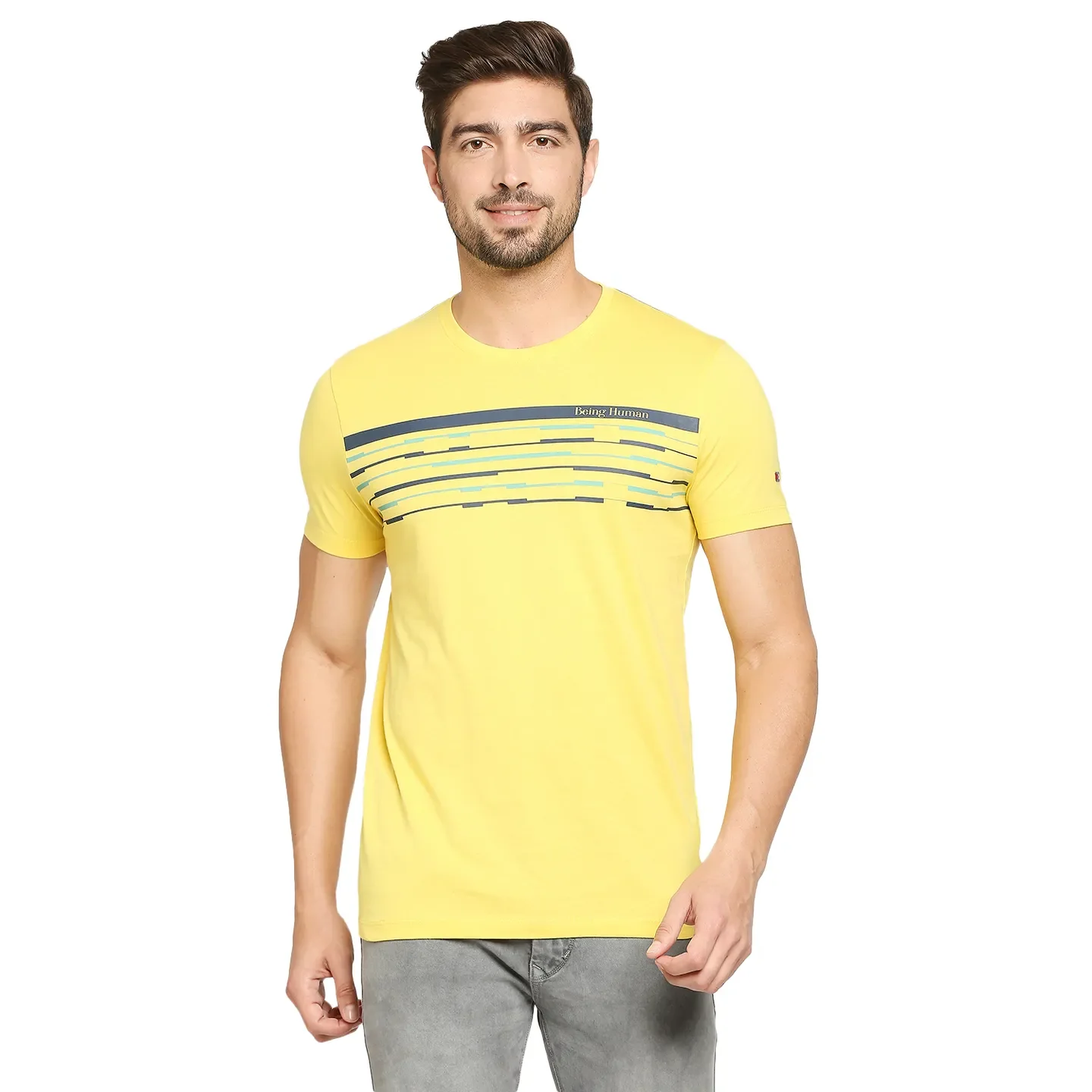 Yellow Regular Fit Men's Short Sleeves T-Shirt by Being Human Clothing