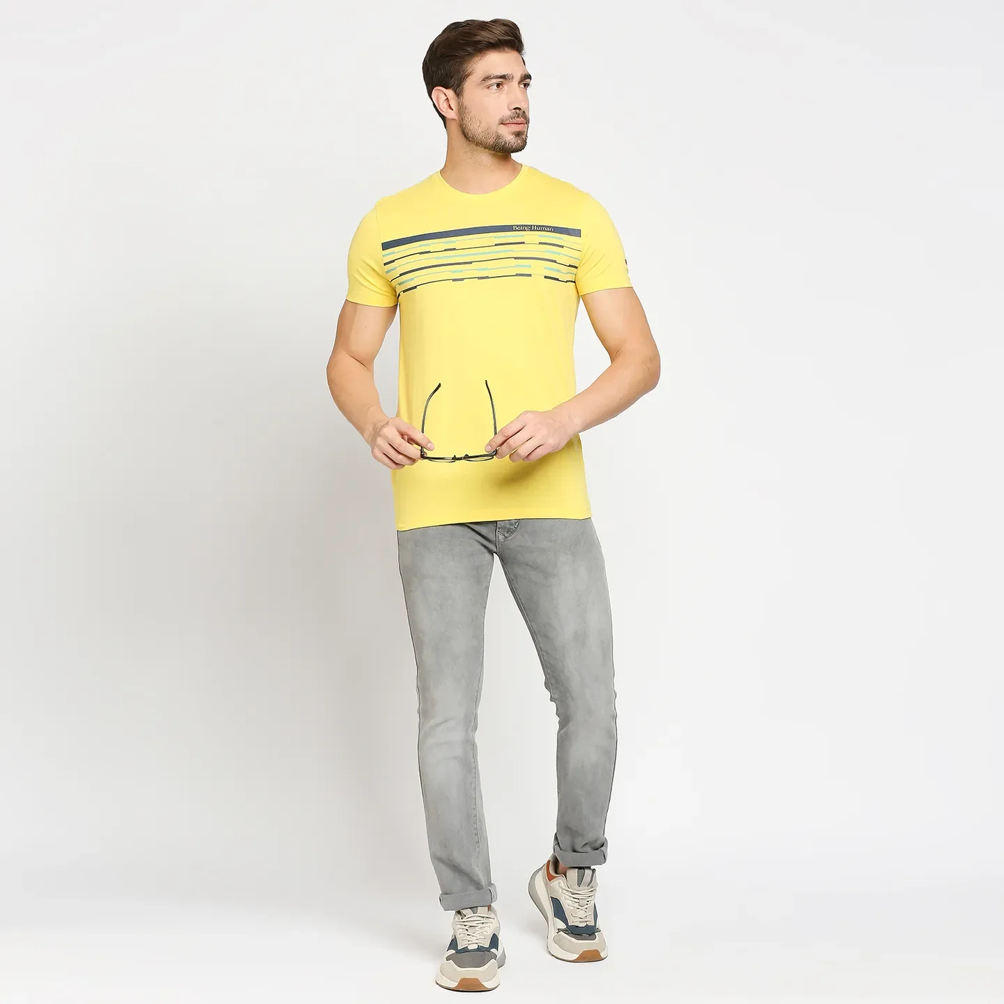 Yellow Regular Fit Men's Short Sleeves T-Shirt by Being Human Clothing - Image 6
