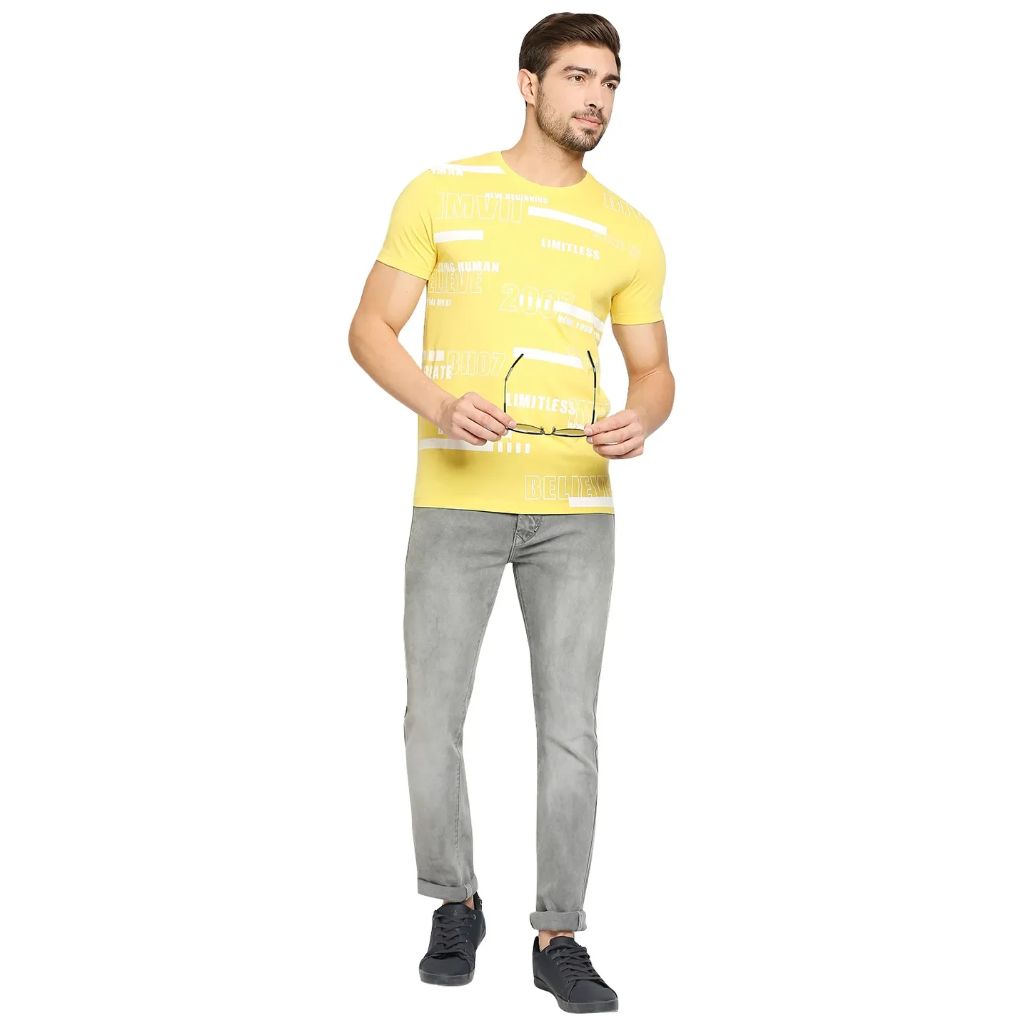 Yellow Regular Fit Men's Short Sleeves T-Shirt by Being Human Clothing - Image 6