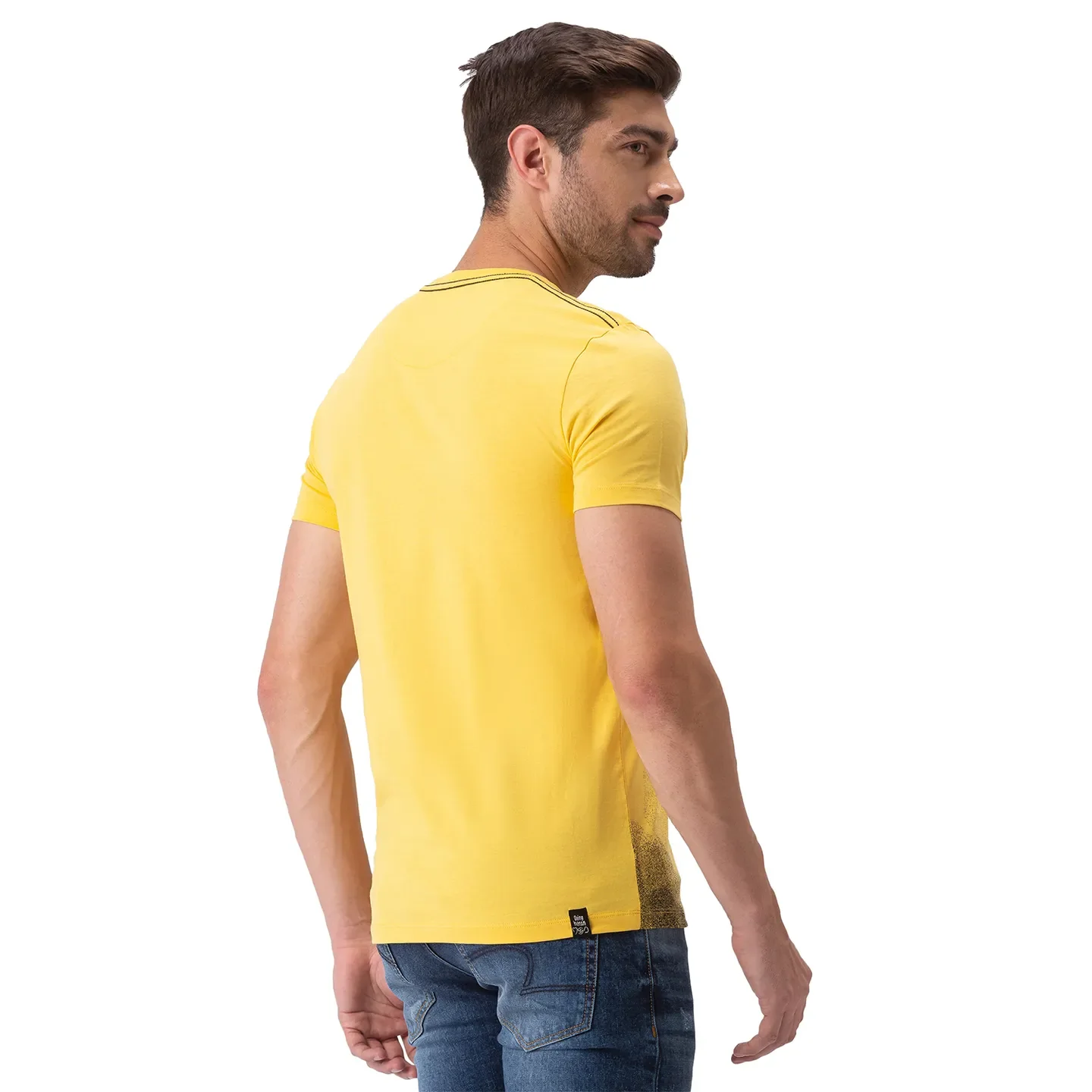 Yellow Regular Fit Men's Short Sleeves T-Shirt by Being Human Clothing - Image 4