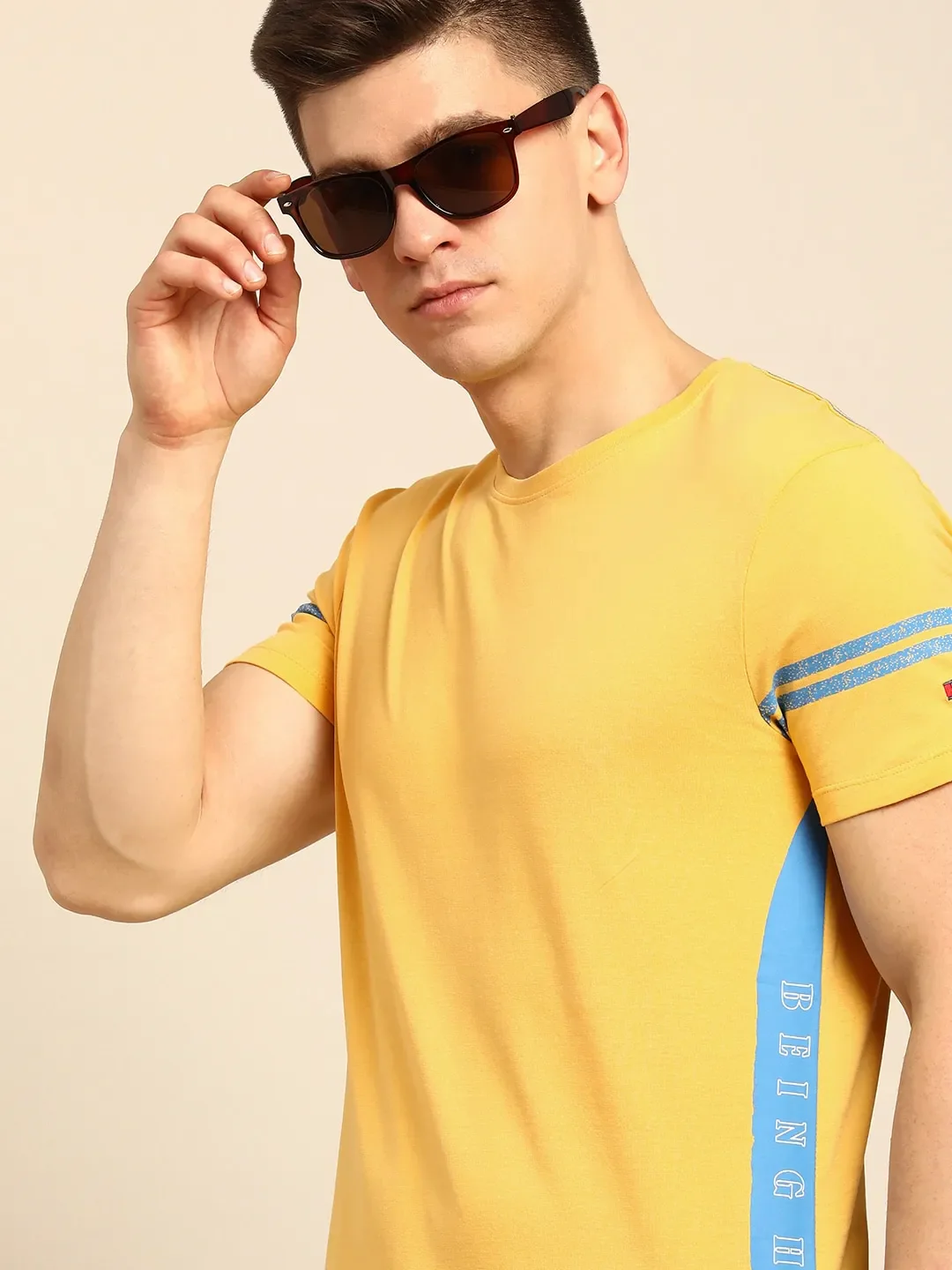 Yellow Regular Fit Men's Short Sleeves T-Shirt by Being Human Clothing - Image 5